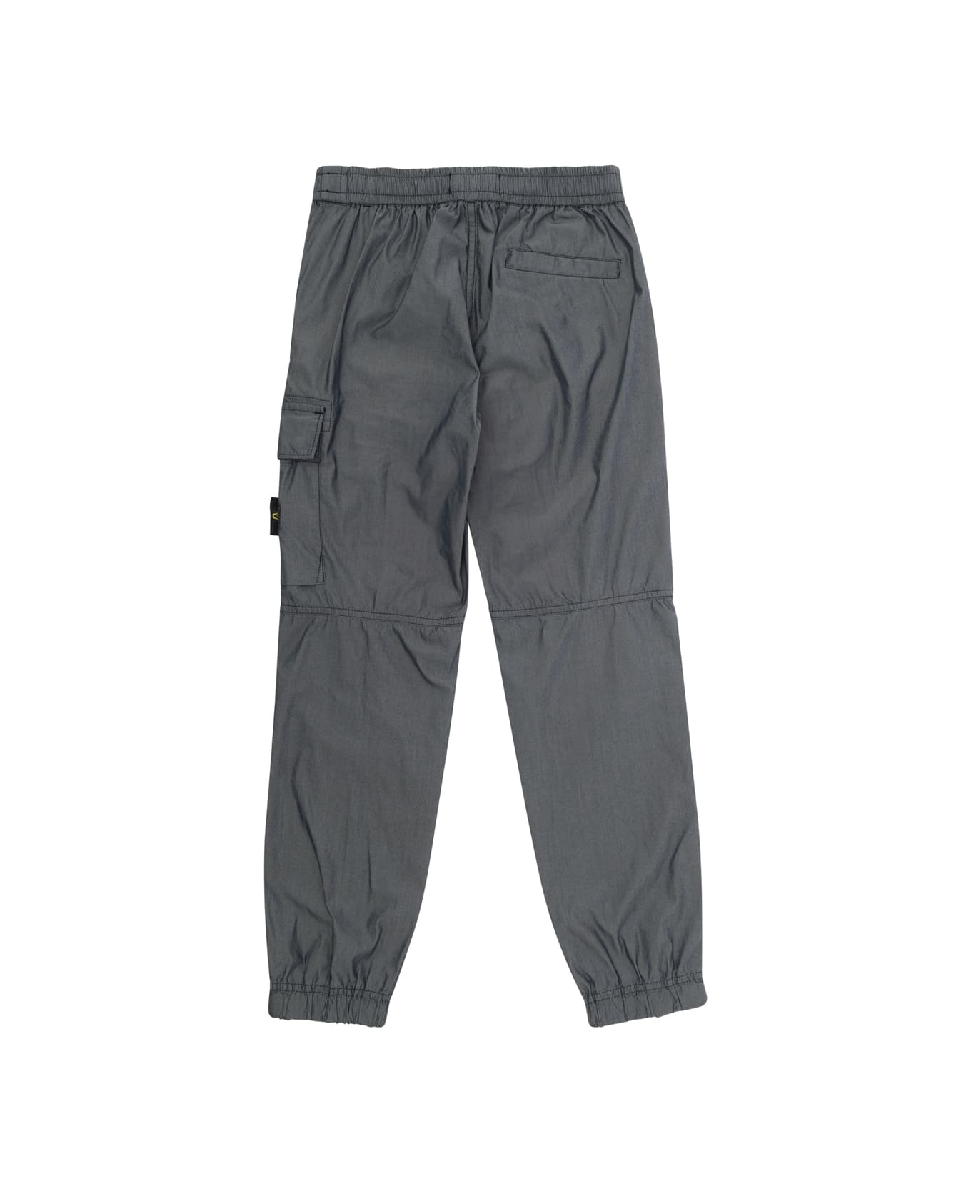 Stone Island Junior Grey Cargo Pants With Logo Patch In Cotton Blend Boy - Blu ボトムス