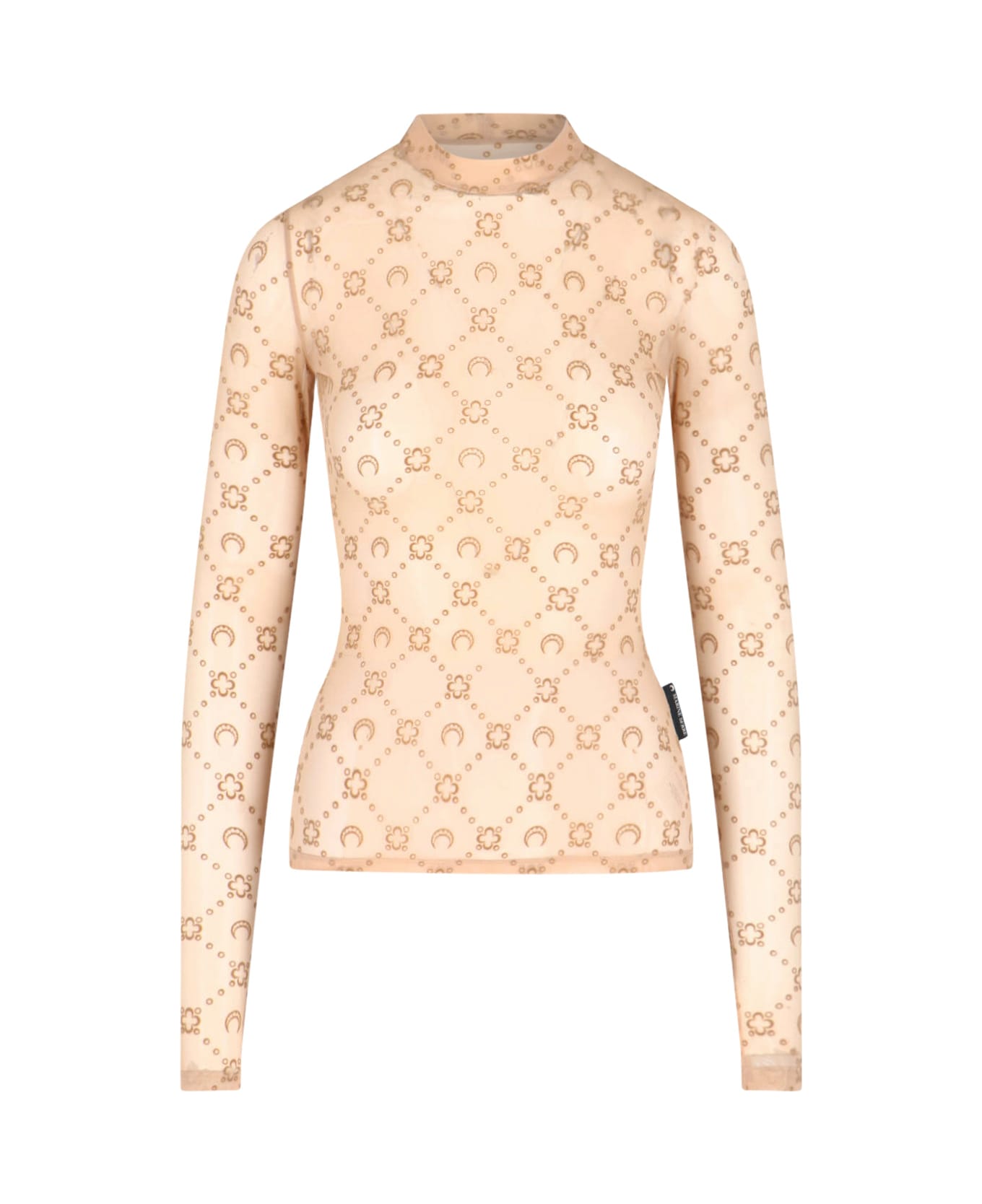 Marine Serre Top "moonogram Mesh Flock" - Beige
