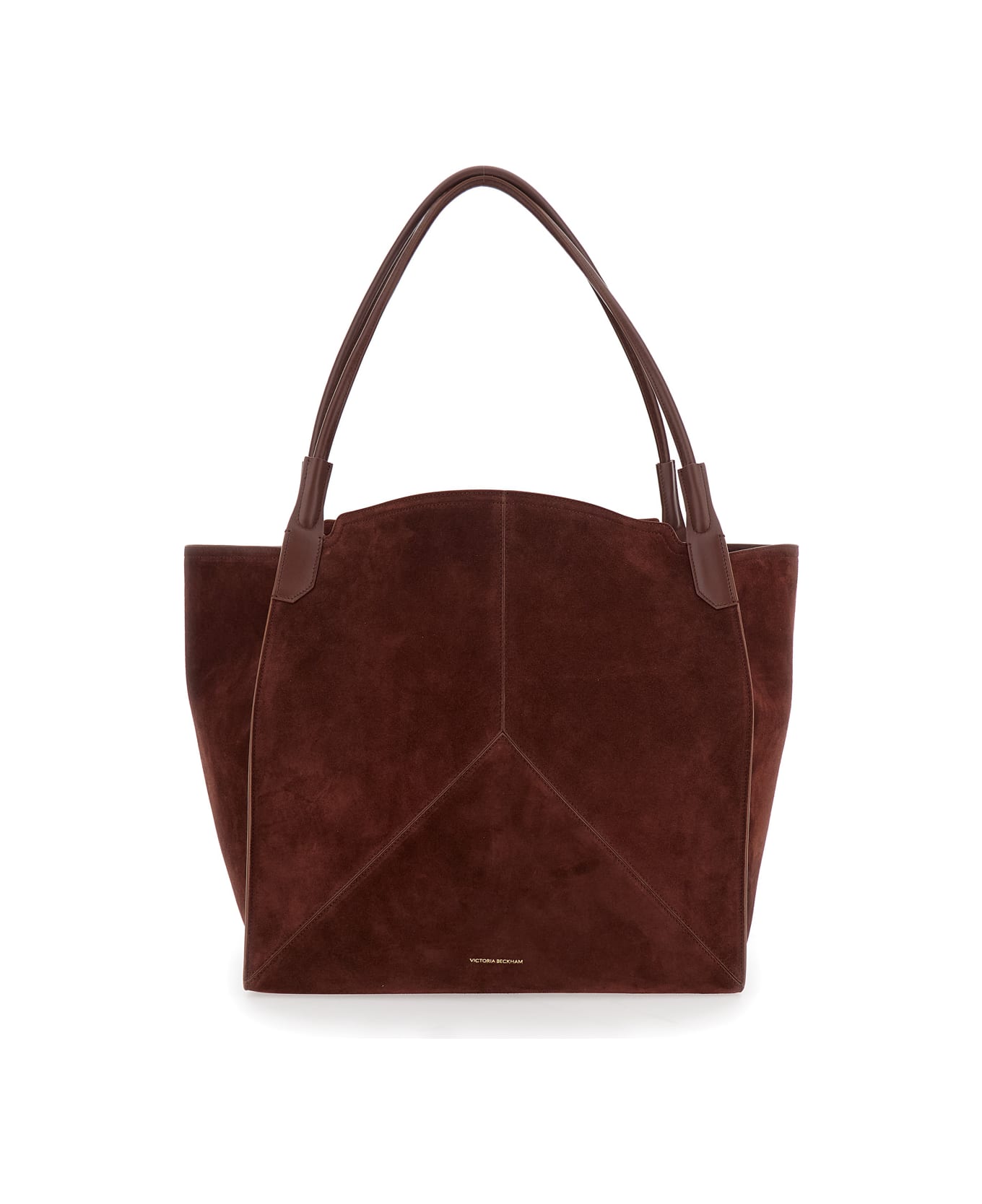 Victoria Beckham 
victoria
 Brown Shoulder Bag With Embossed Logo Lettering On The Front And Two Top Handles In Leather Woman - Brown