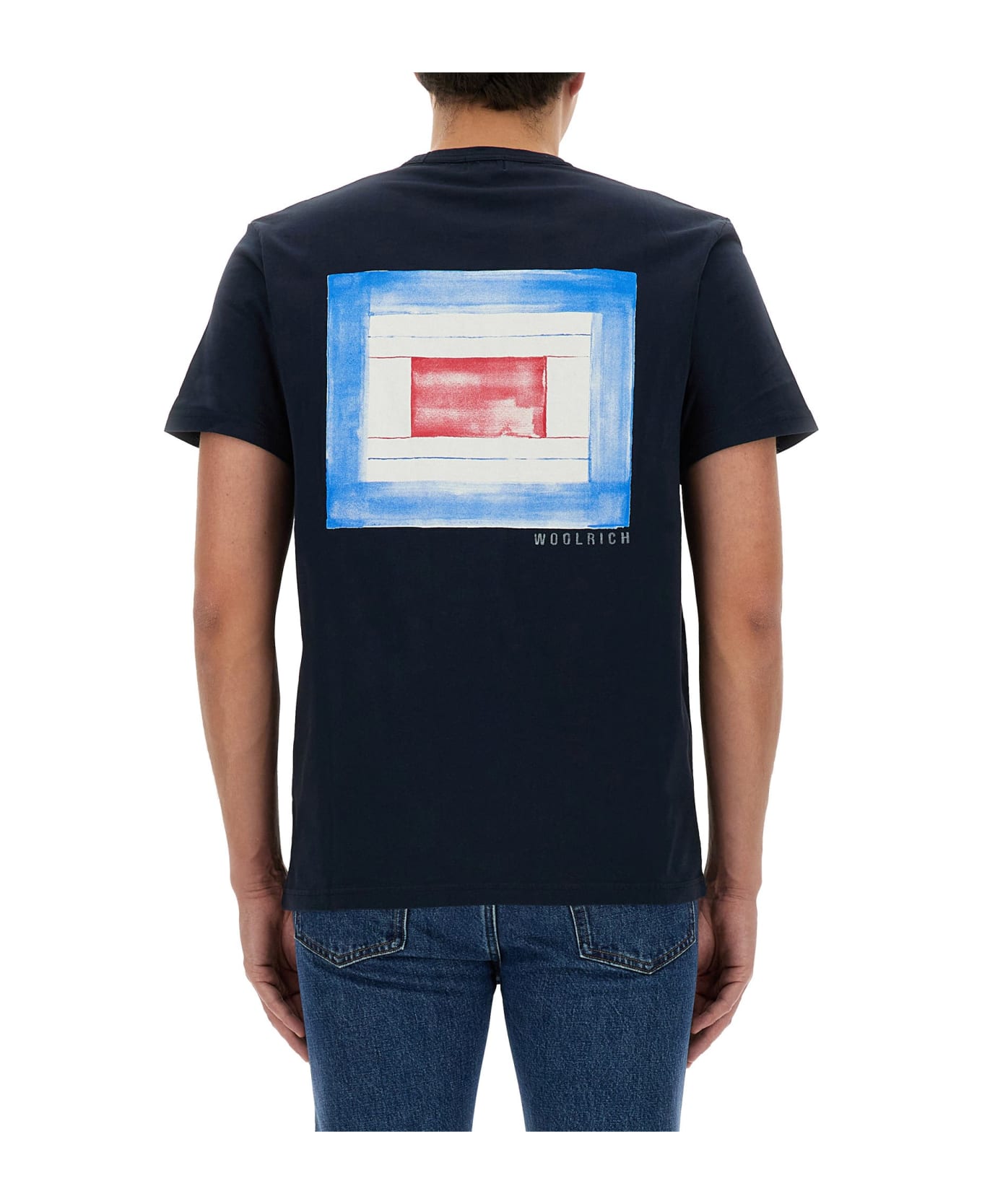 Woolrich T-shirt With Logo - Melton Blue