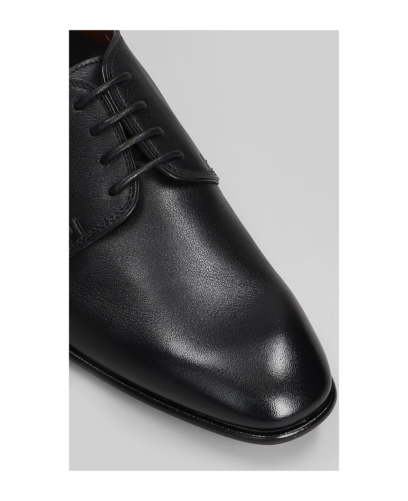 Santoni Archer Lace Up Shoes In Black Leather - black