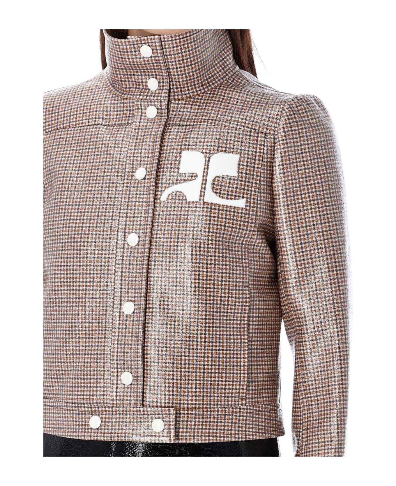 Courrèges Checked Vinyl Jacket - BROWN