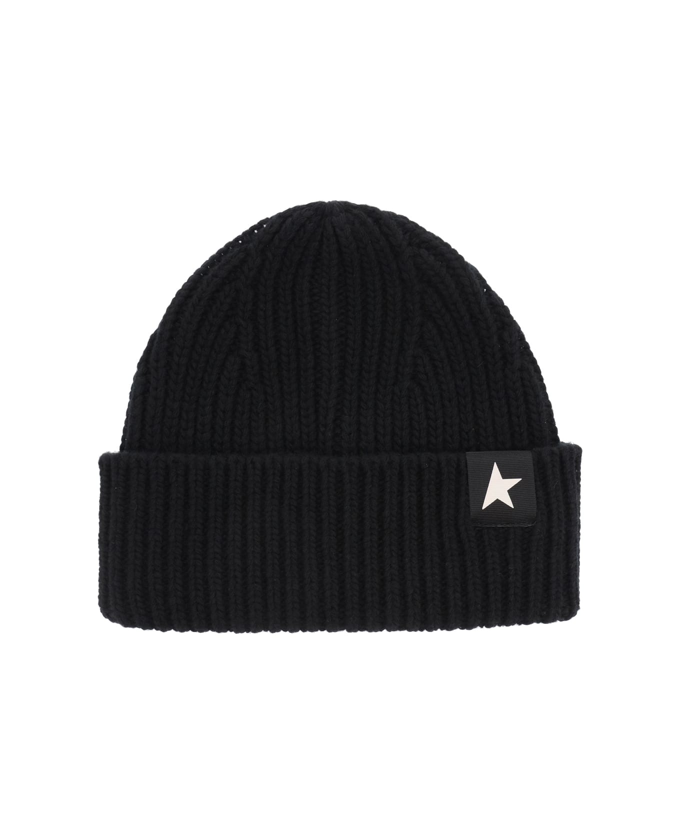 Golden Goose Black Wool Damian Star Beanie - Black