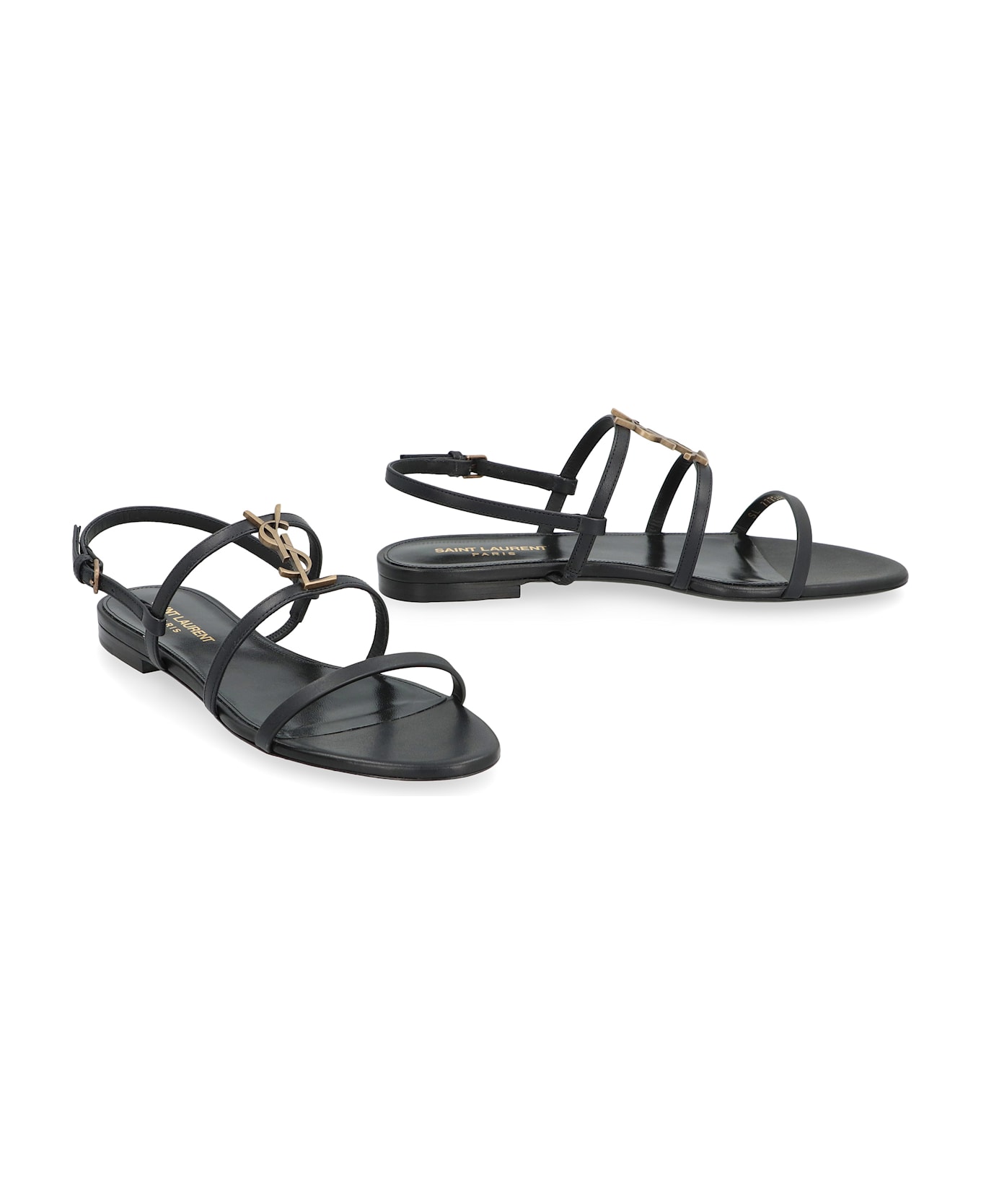 Saint Laurent Cassandra Leather Sandals - black
