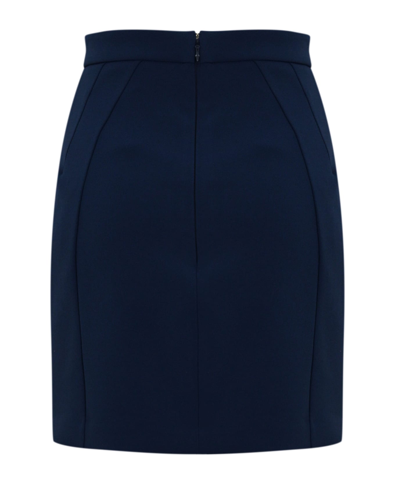 Elisabetta Franchi Crepe Skirt With Piping And Horsebit - Oltremare/burro