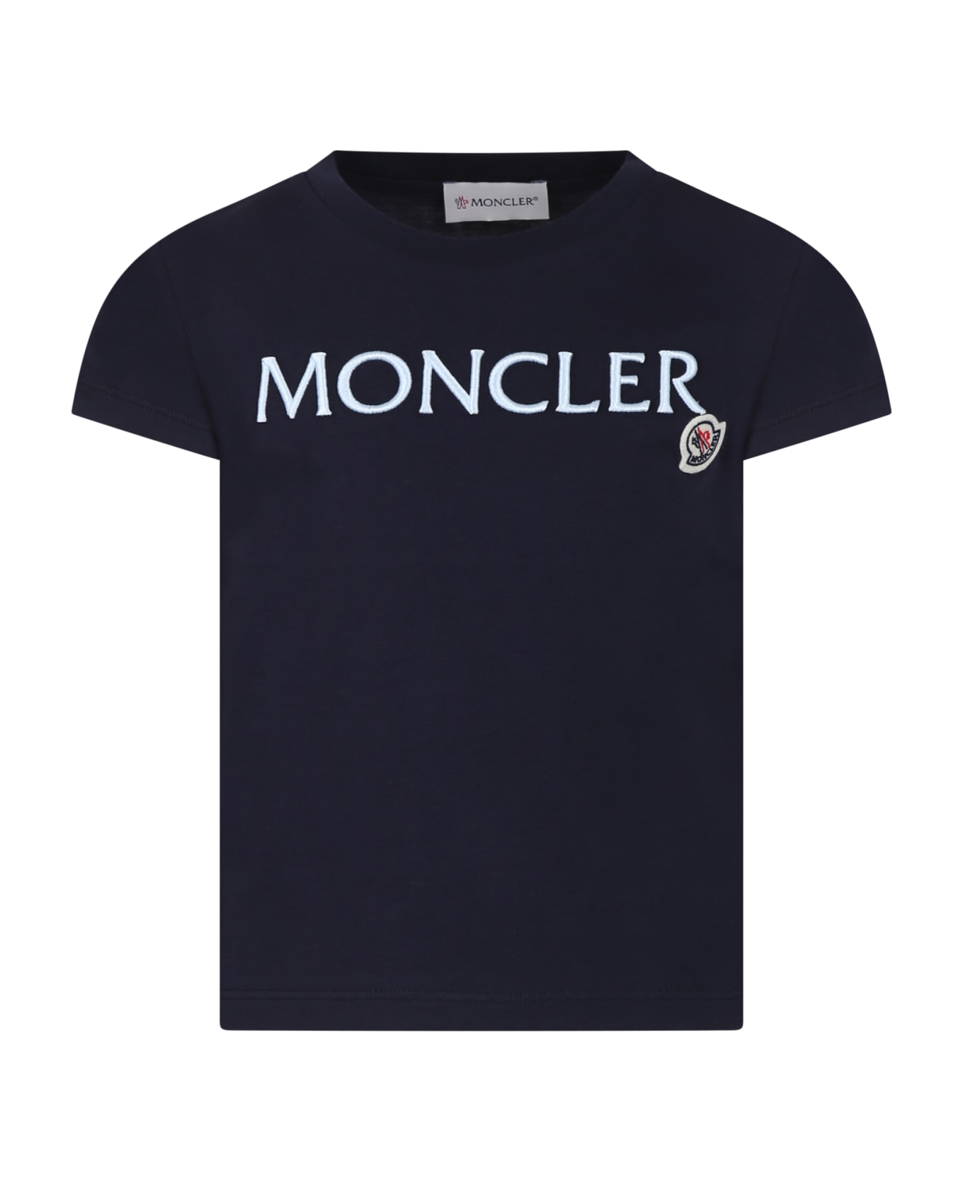 Moncler Blue T-shirt For Girl With Logo - Blue Tシャツ＆ポロシャツ