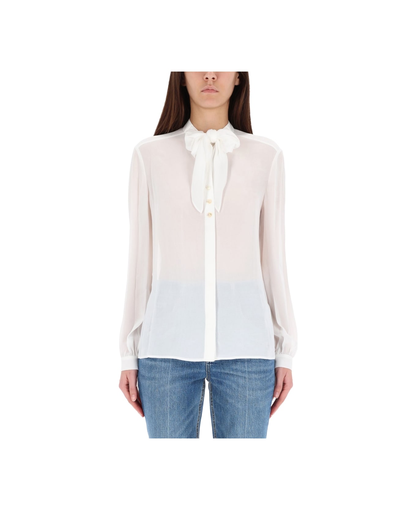 Tory Burch Shirt With Bow - WHITE