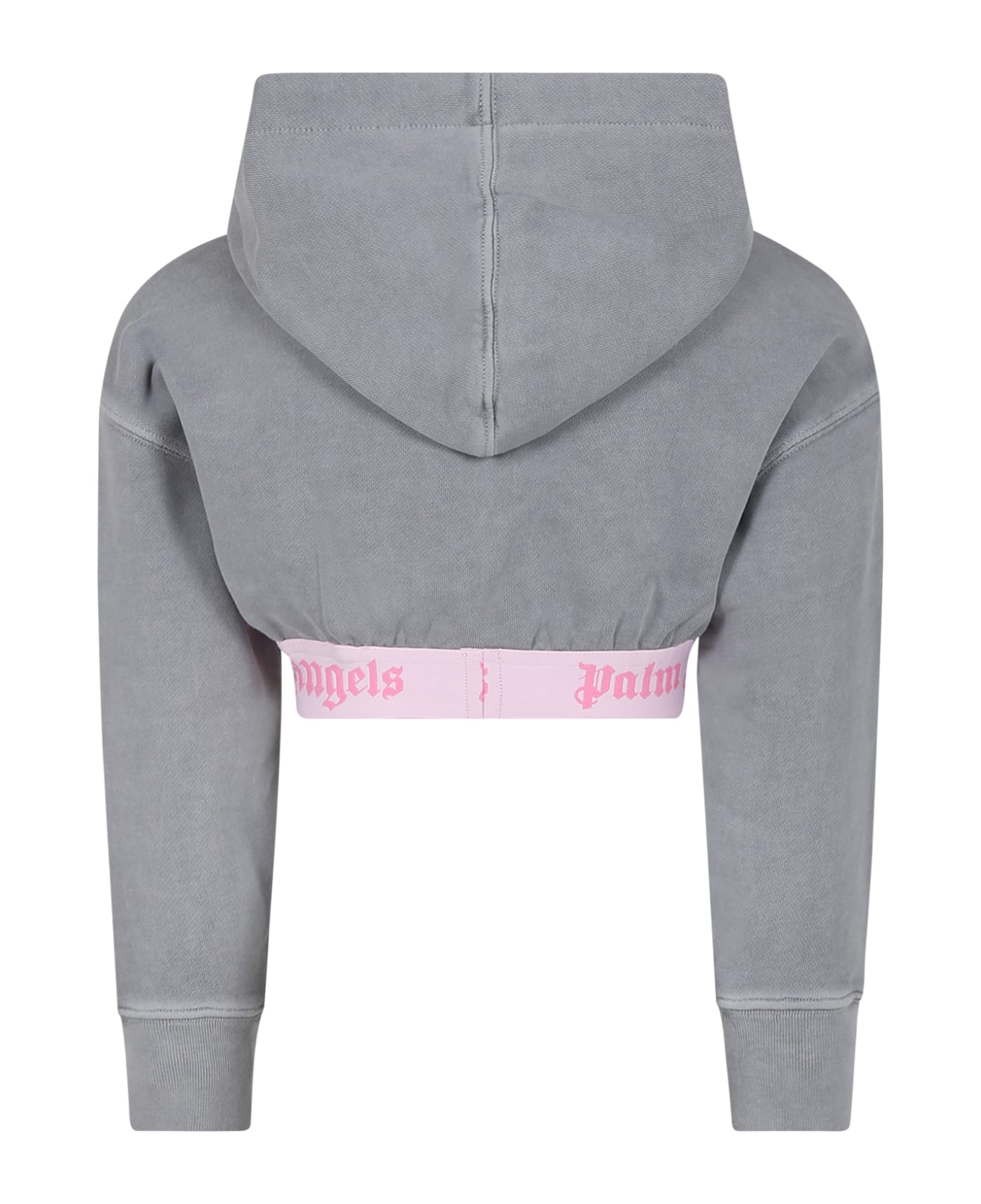 Palm Angels Grey Sweatshirt For Girl With Logo - Grey ニットウェア＆スウェットシャツ