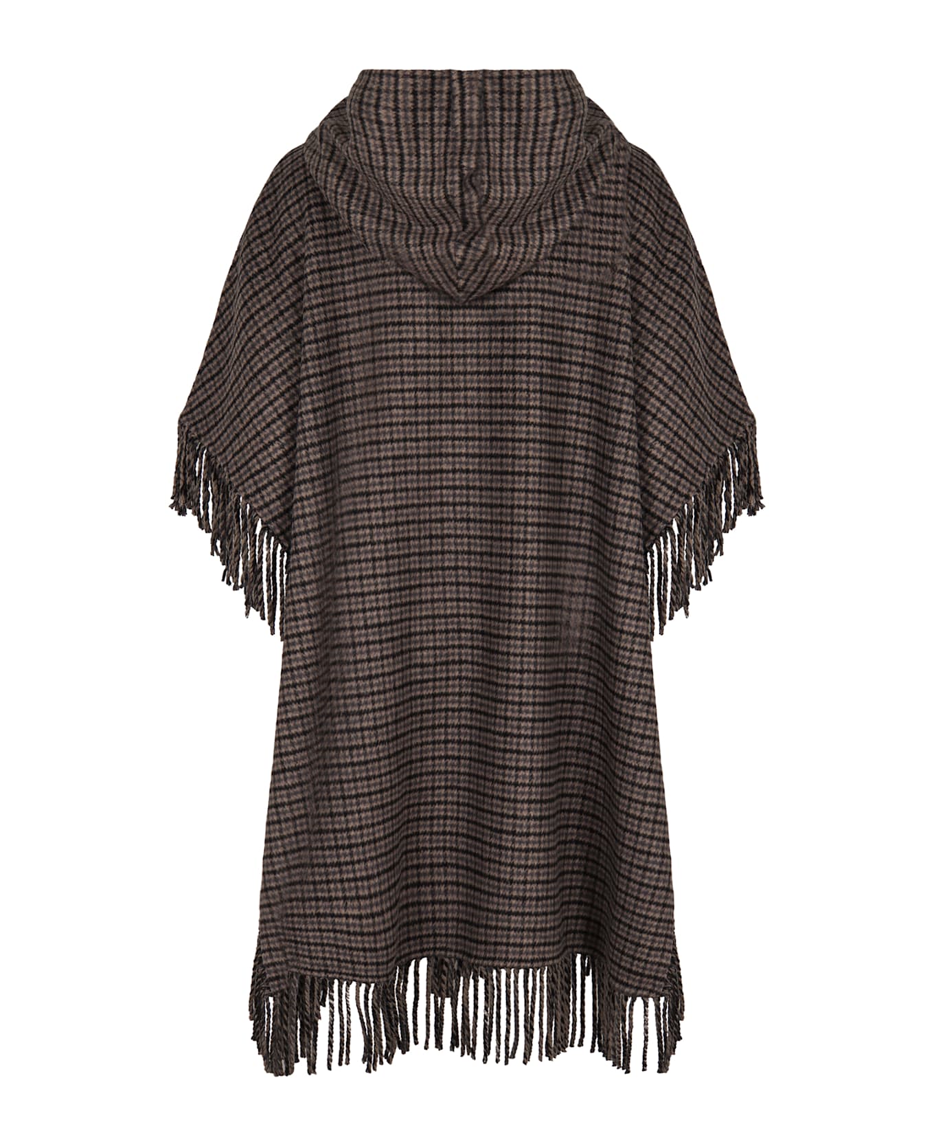 Parosh Mantle With Fringes - brown