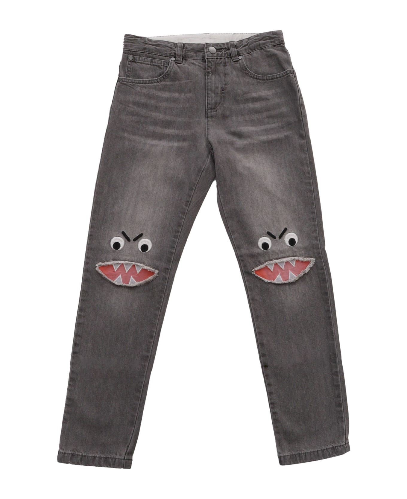 Stella McCartney Kids Black Jeans With Pattern - GREY ボトムス