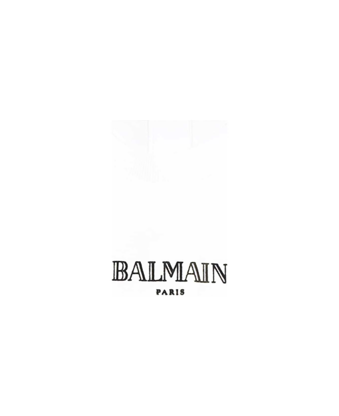 Balmain White T-shirt For Babykids With Logo - White