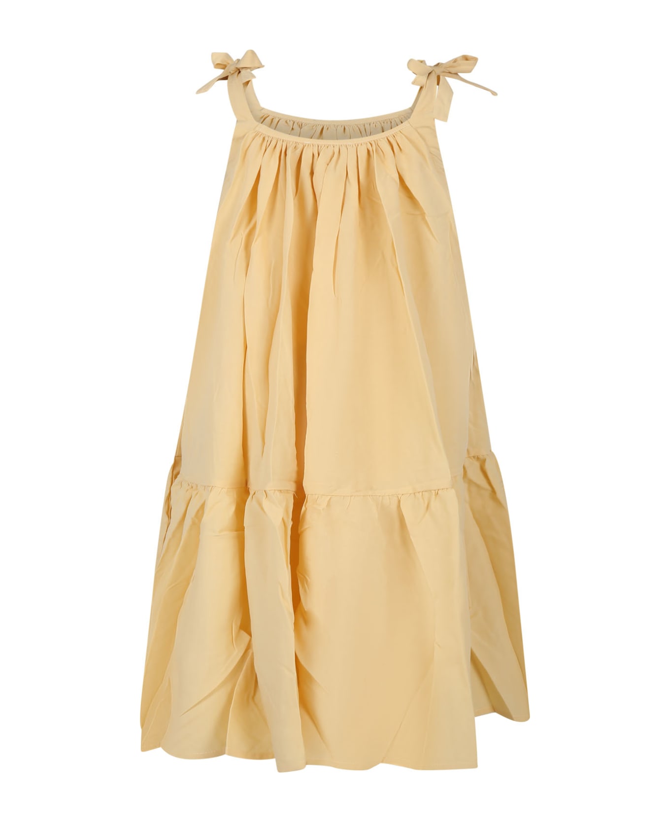 Coco Au Lait Yellow Dress For Girl - Yellow ワンピース＆ドレス