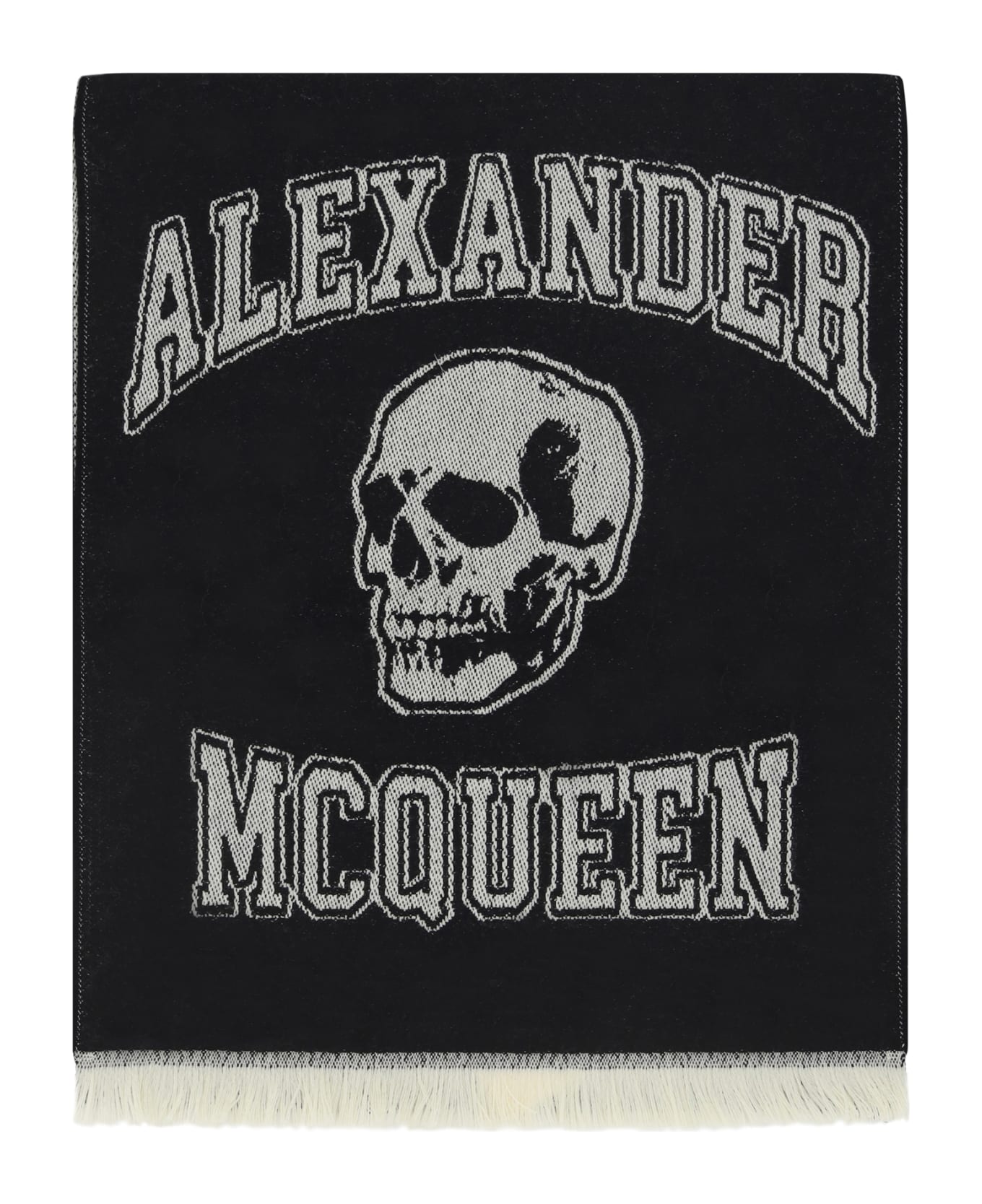 Alexander McQueen Varsity Skull Print Scarf - Black/ivory