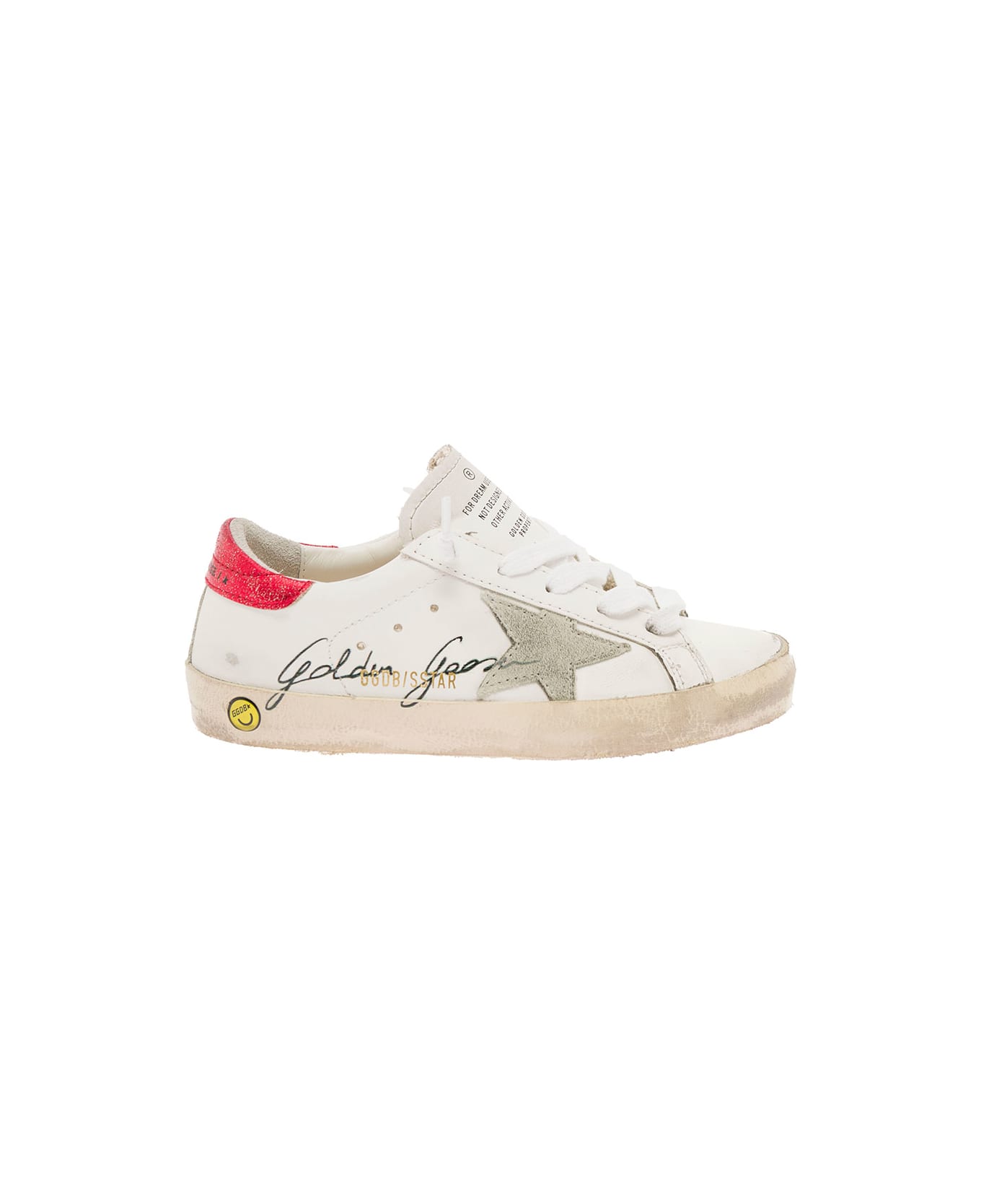 Golden Goose Star Vintage White Leather Sneakers With Logo Signature Golden Goose Kids Boy - White