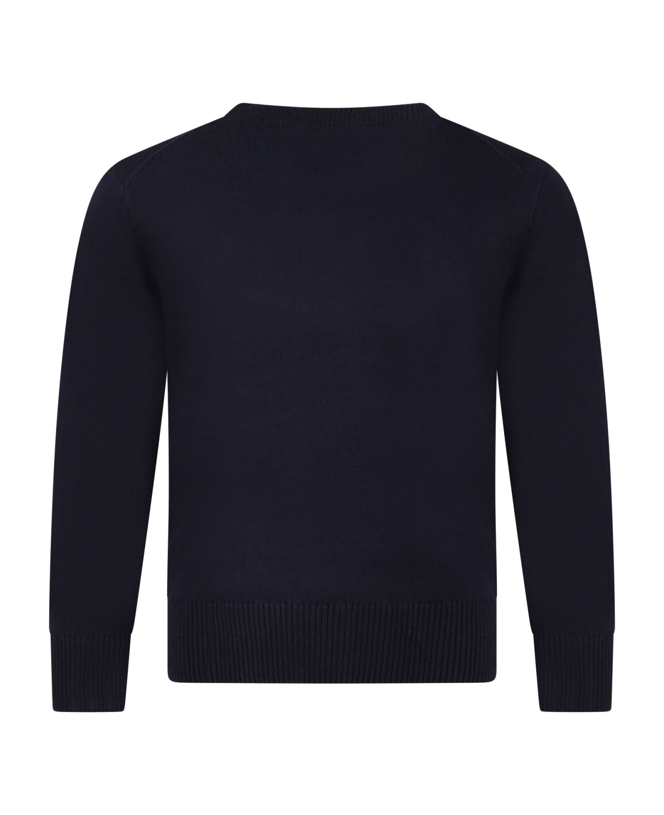 Ralph Lauren Blue Sweater For Kids With Pony Logo - Blue ニットウェア＆スウェットシャツ