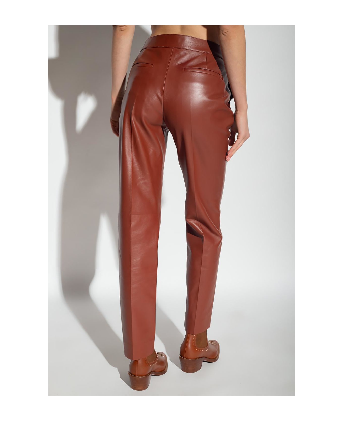 Chloé Leather Trousers - Brown