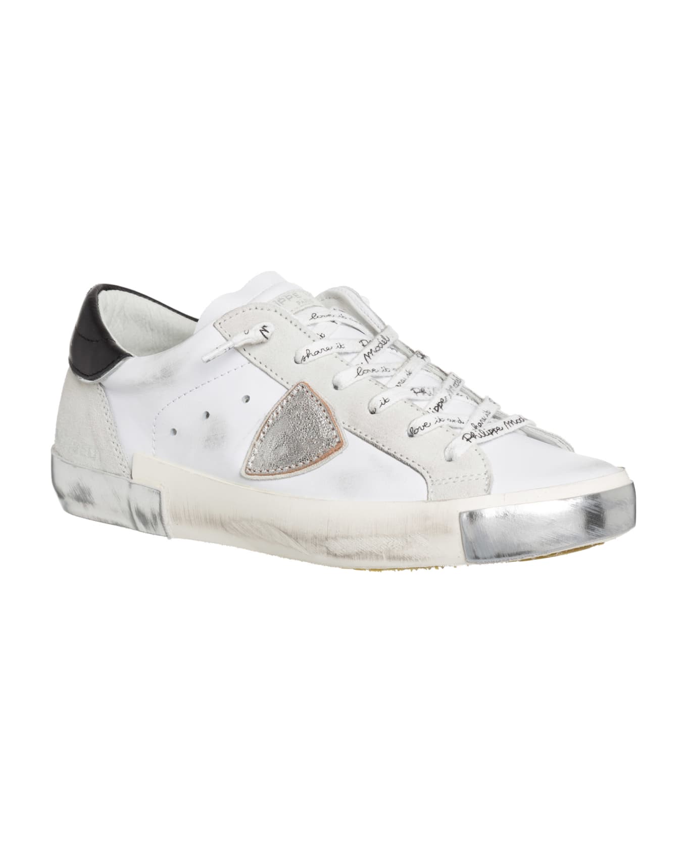 Philippe Model Prsx Leather Sneakers - Blanc/argent