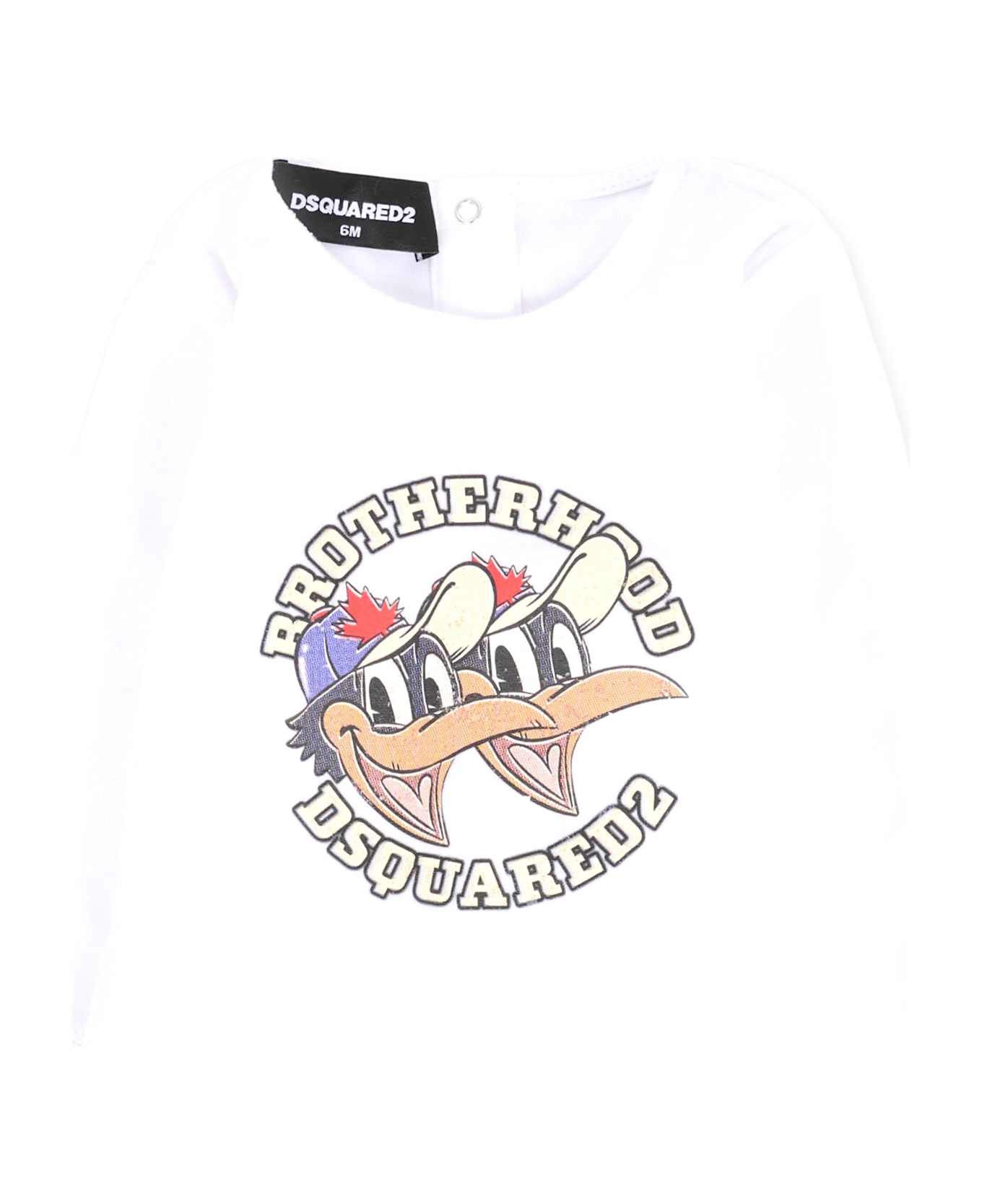 Dsquared2 White Babygrow For Baby Boy With Duck Print - White