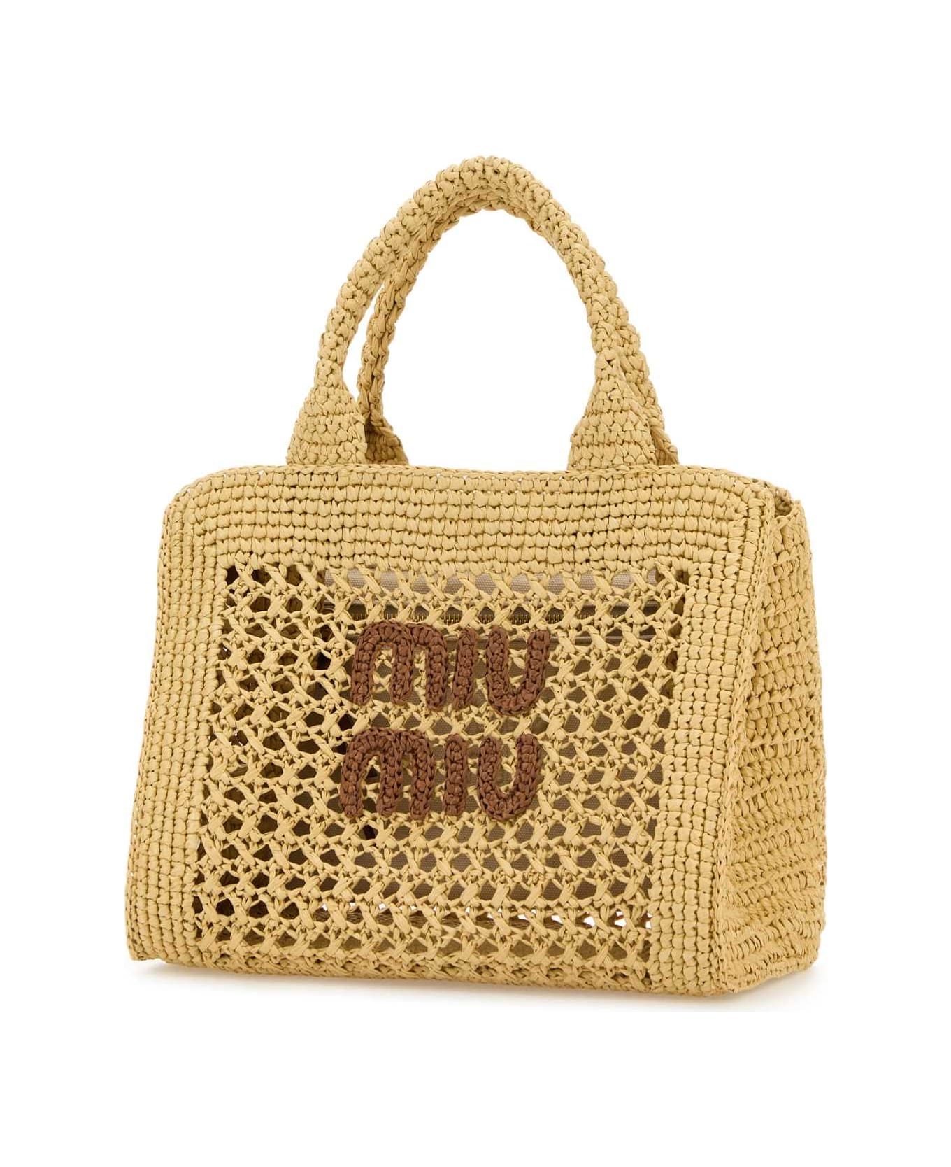 Miu Miu Beige Crochet Handbag - NATURALECOGNAC