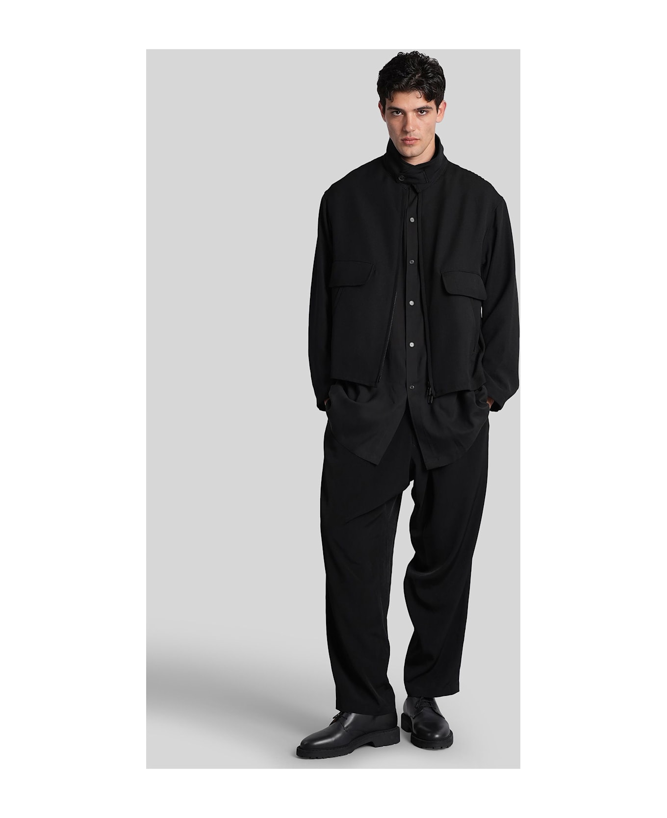 Yohji Yamamoto Casual Jacket In Black Wool - black