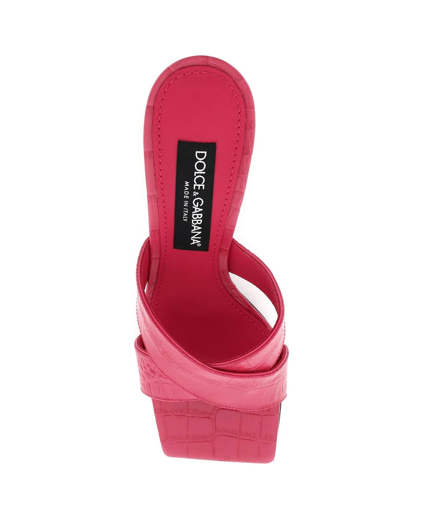 Dolce & Gabbana Logo Plaque Embossed Mules - Pink