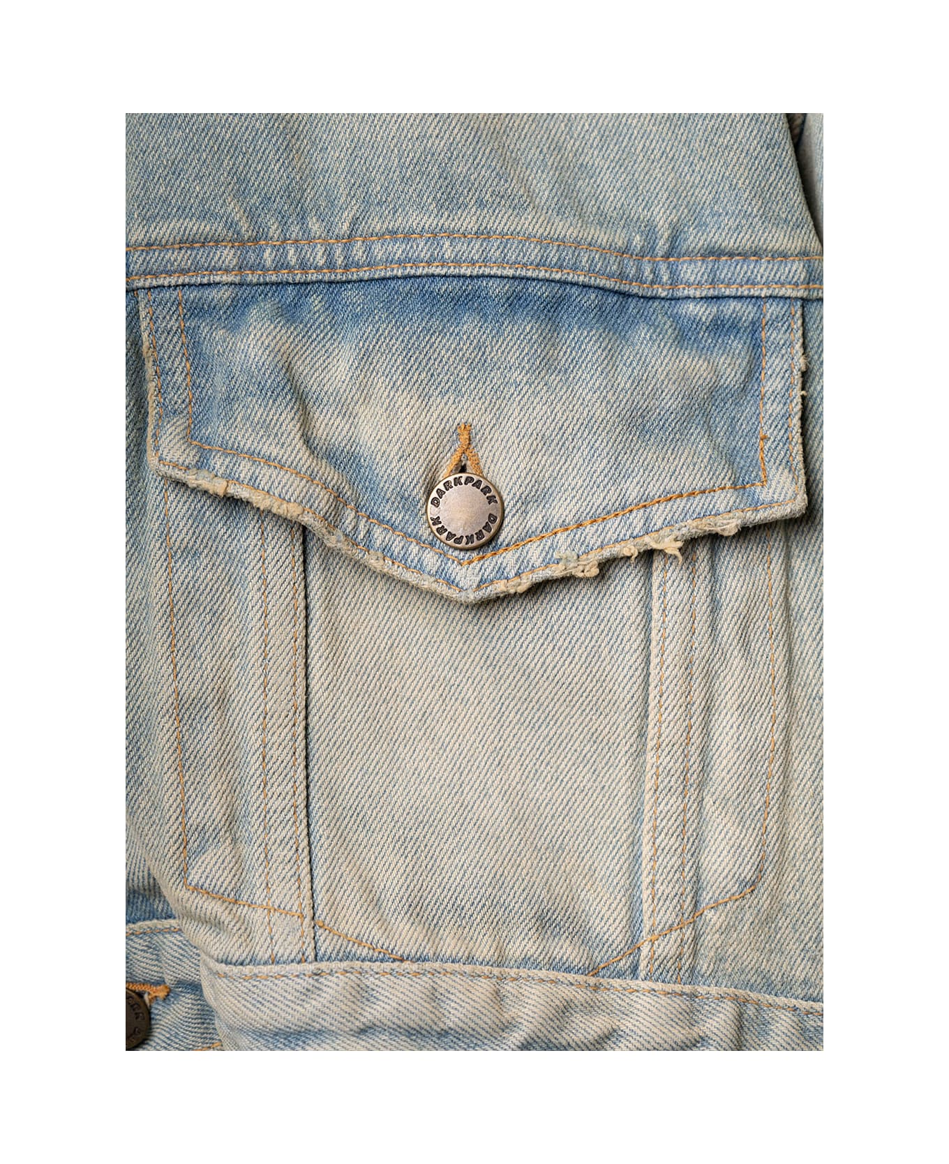DARKPARK 'gigi' Light Blue Cropped Jacket With Bleach Effect In Cotton Denim Woman - Light blue
