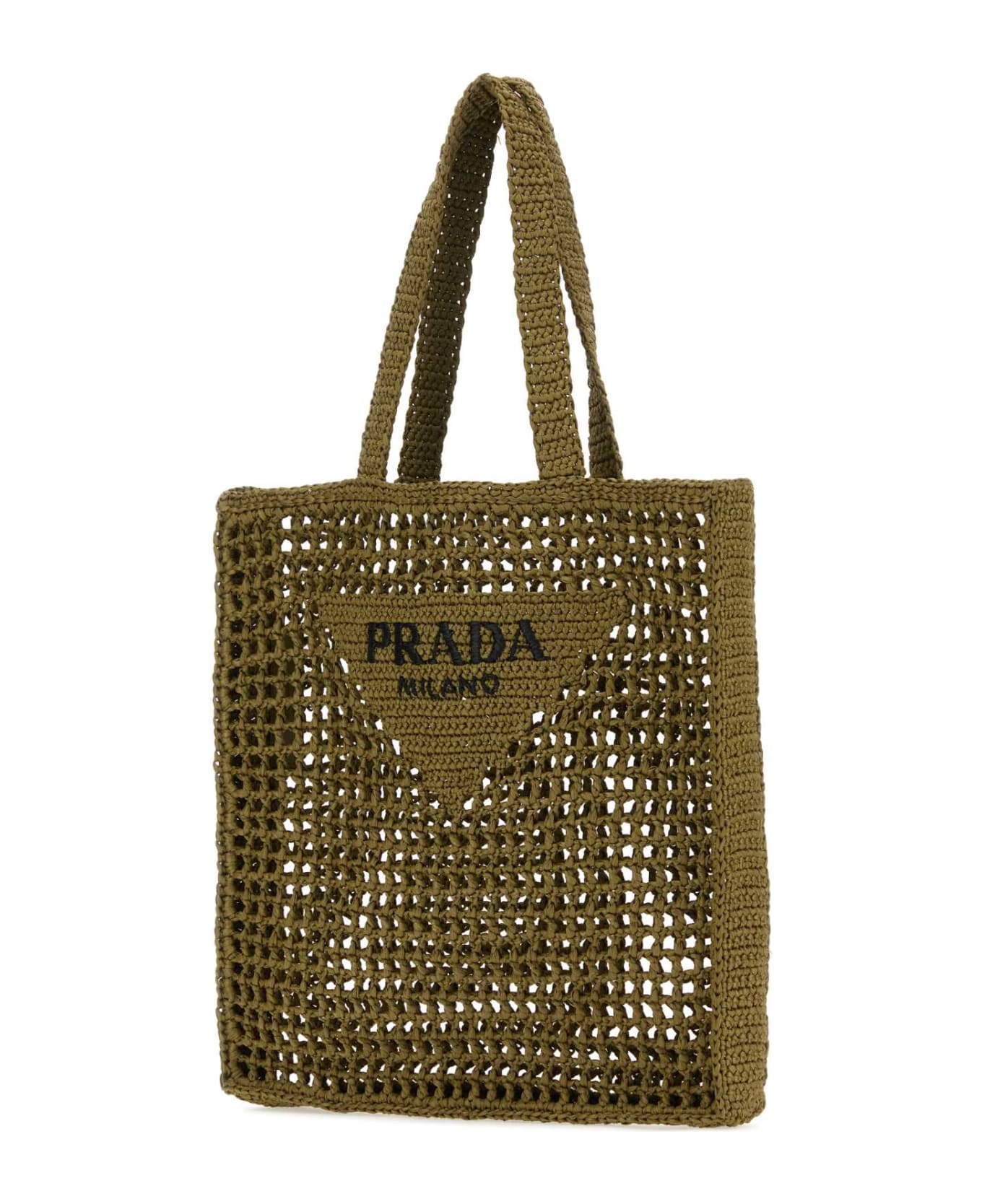 Prada Khaki Crochet Shopping Bag - OLIVA トートバッグ