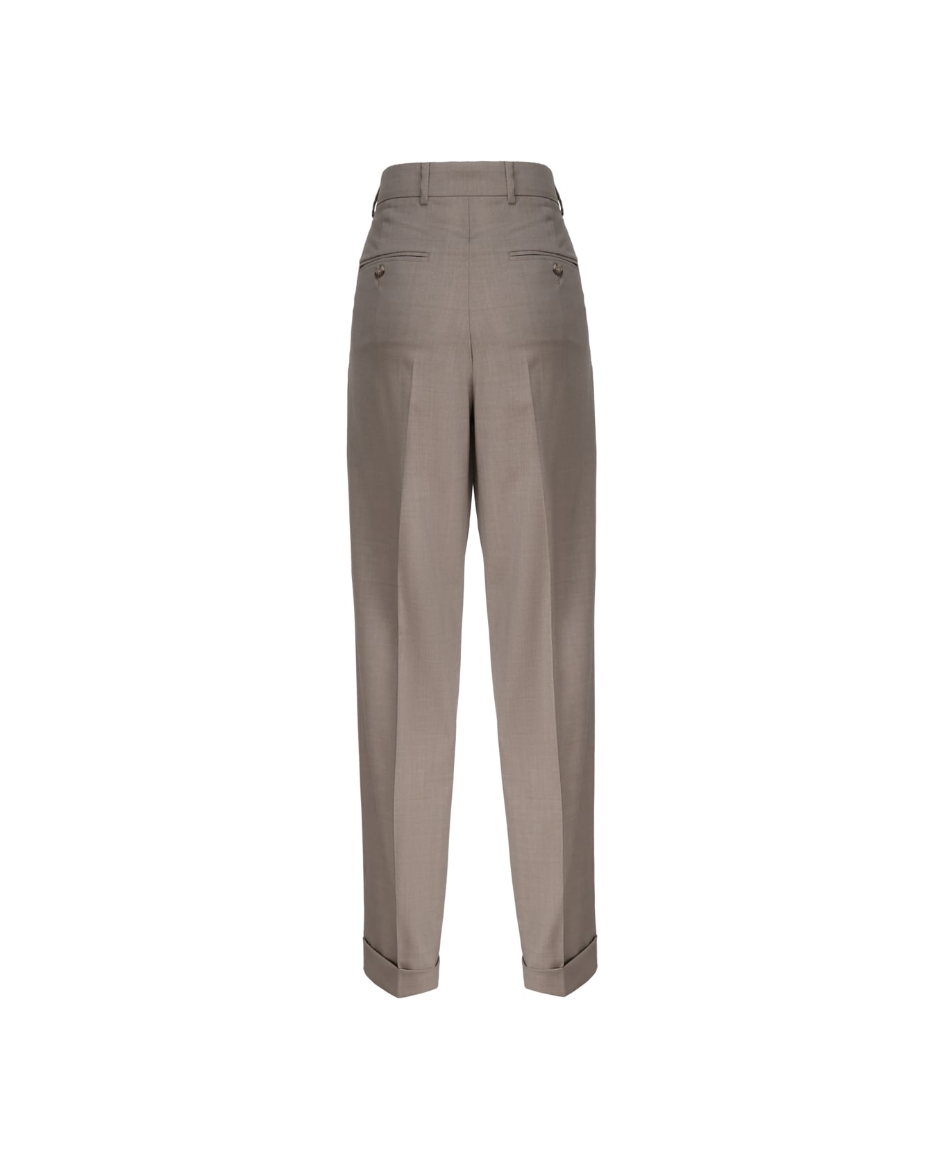 SportMax Ferito Trousers In Virgin Wool With Pinces - Taupe