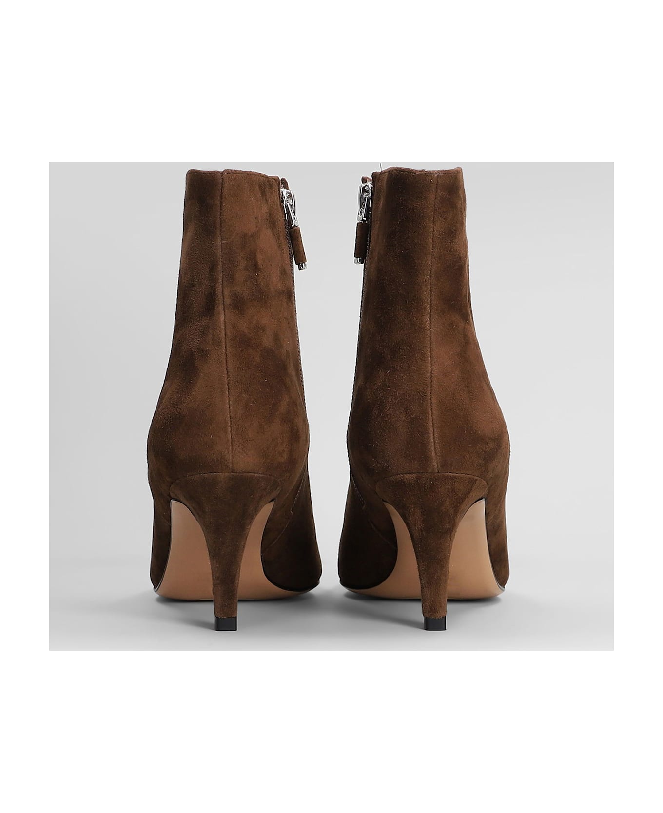 Lola Cruz High Heels Ankle Boots In Brown Suede - brown
