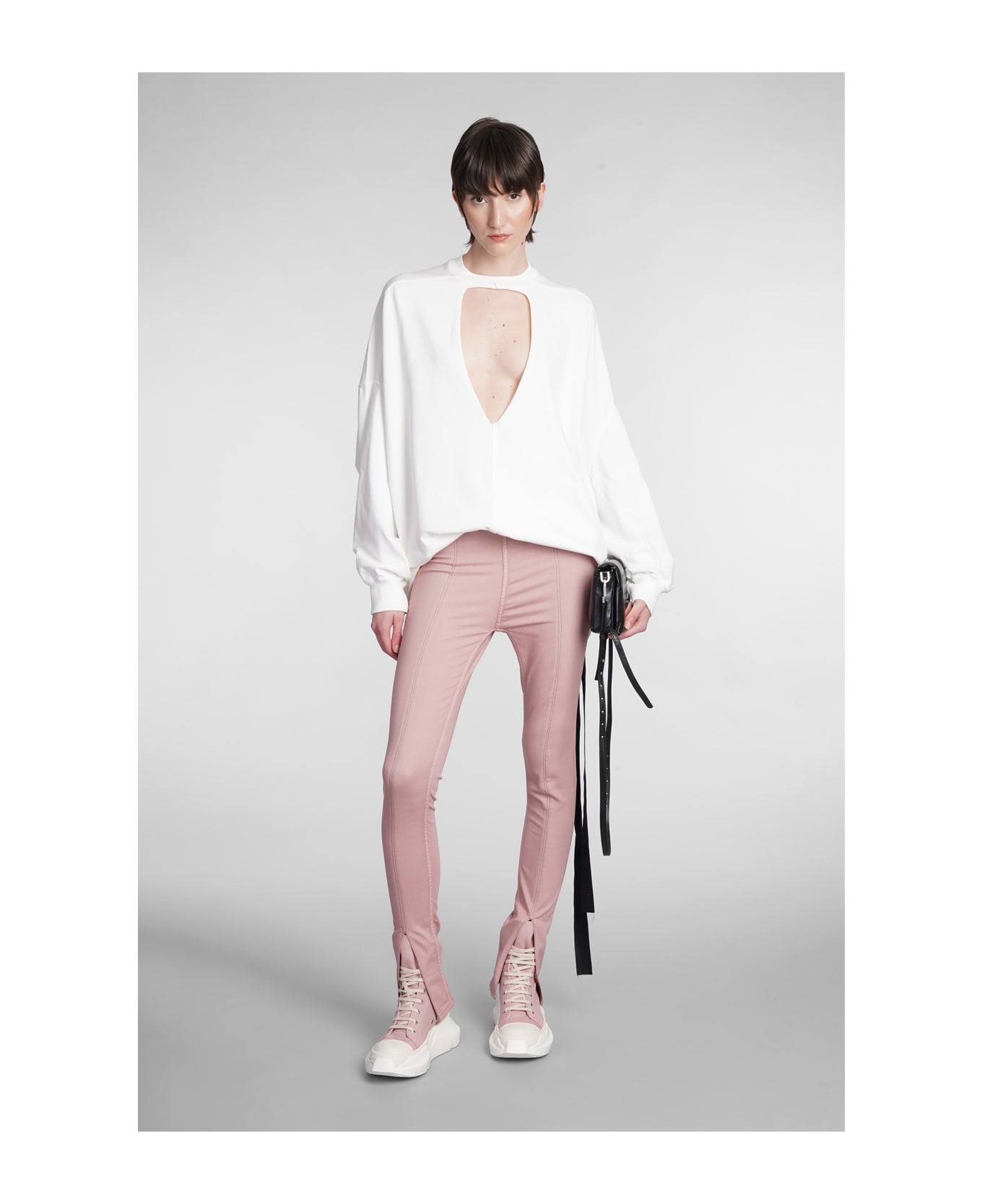 DRKSHDW Slit Front Leggins Leggings In Rose-pink Cotton - rose-pink