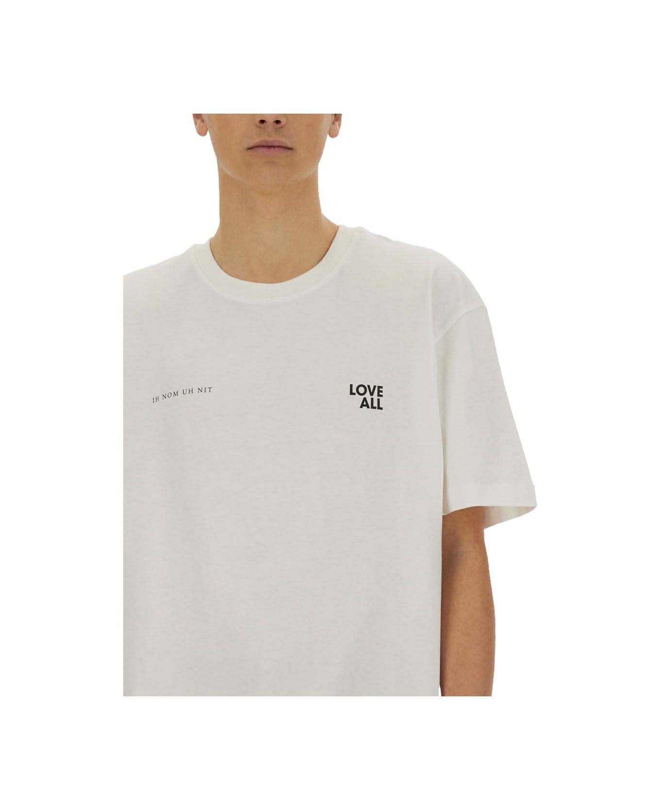 ih nom uh nit Jesus Love All Print T-shirt - WHITE