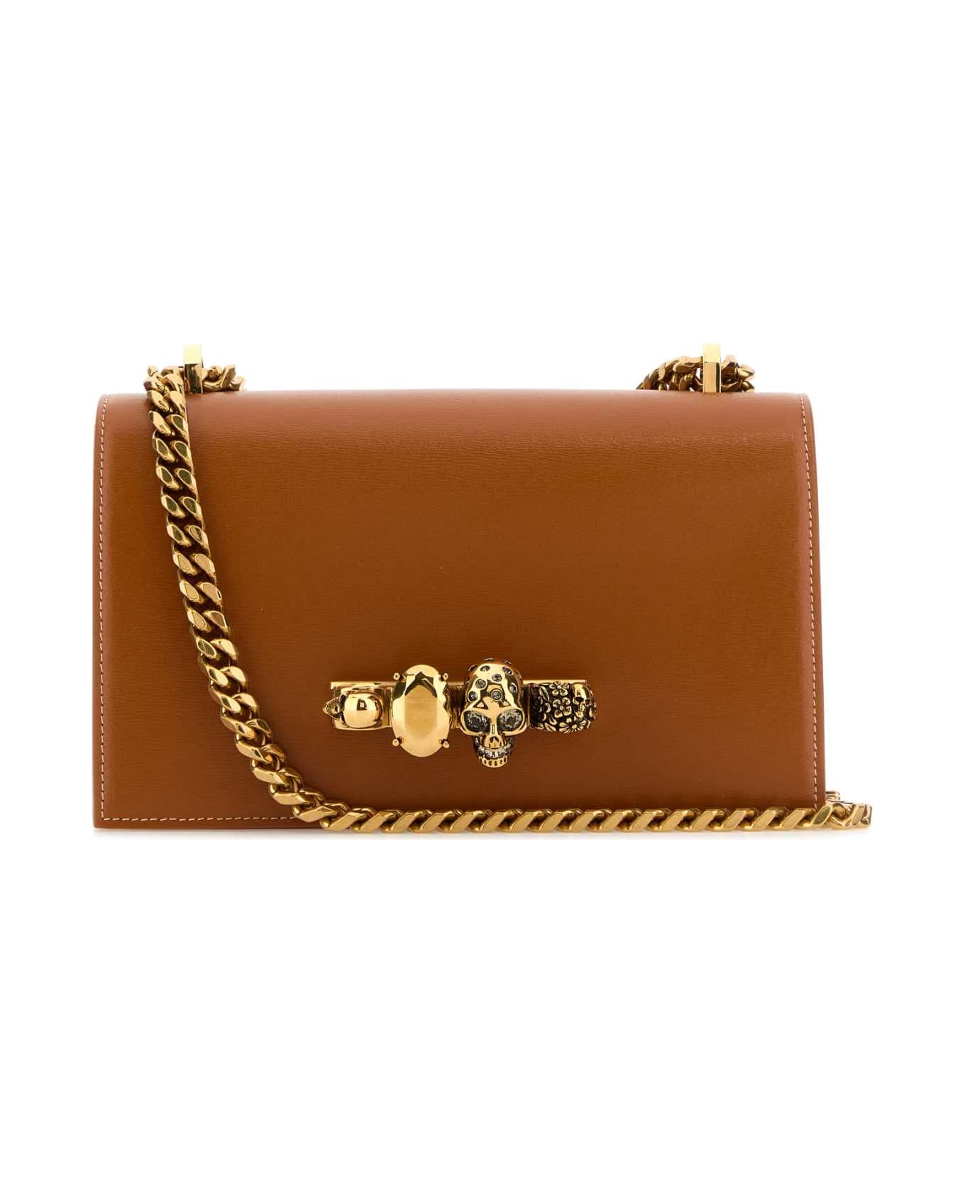 Alexander McQueen Caramel Leather Jewelled Satchel Shoulder Bag - CARAMELTAN