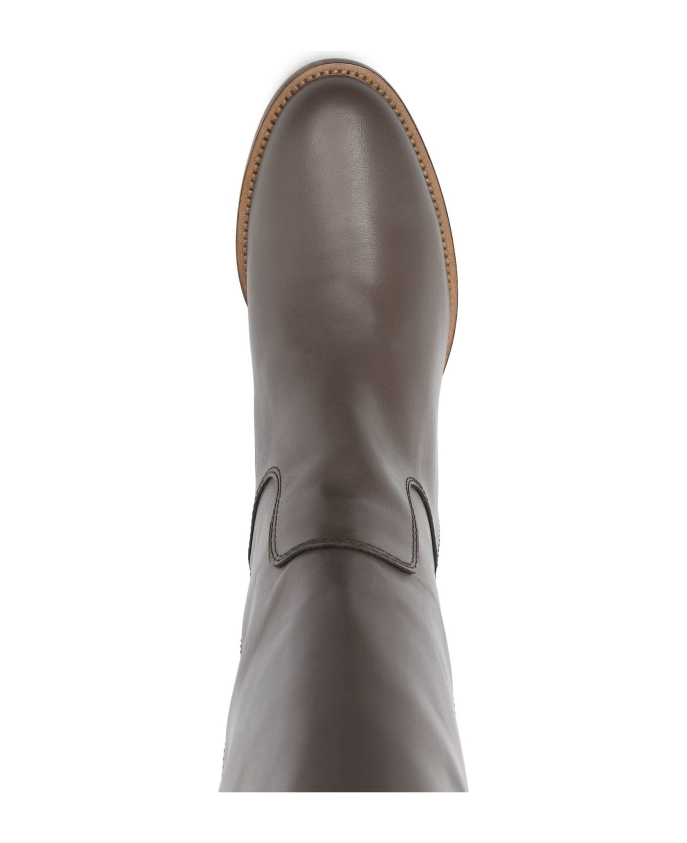 Via Roma 15 Taupe Grey Calf Leather Boots - Grey