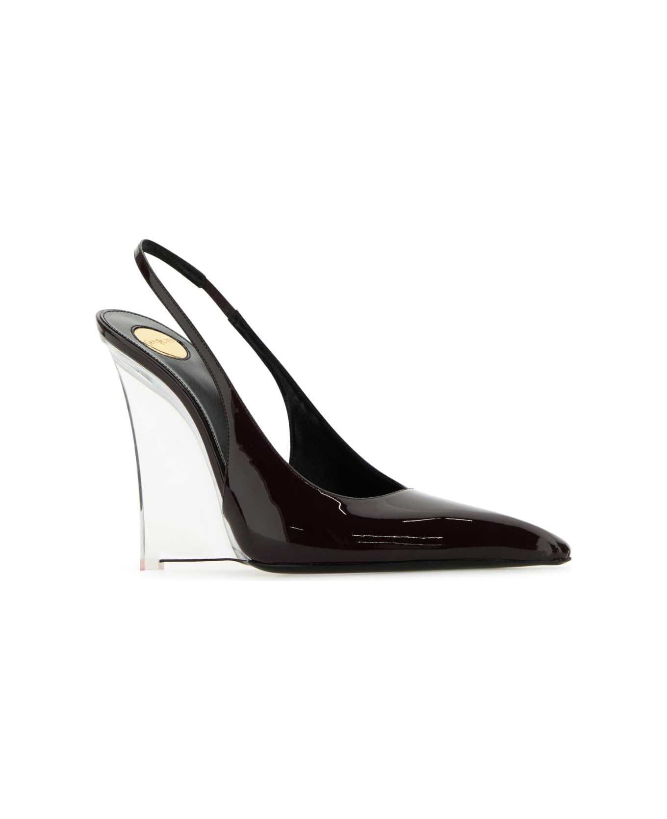 Saint Laurent Burgundy Leather Miller Wedges - MARRONGLACE
MARRON