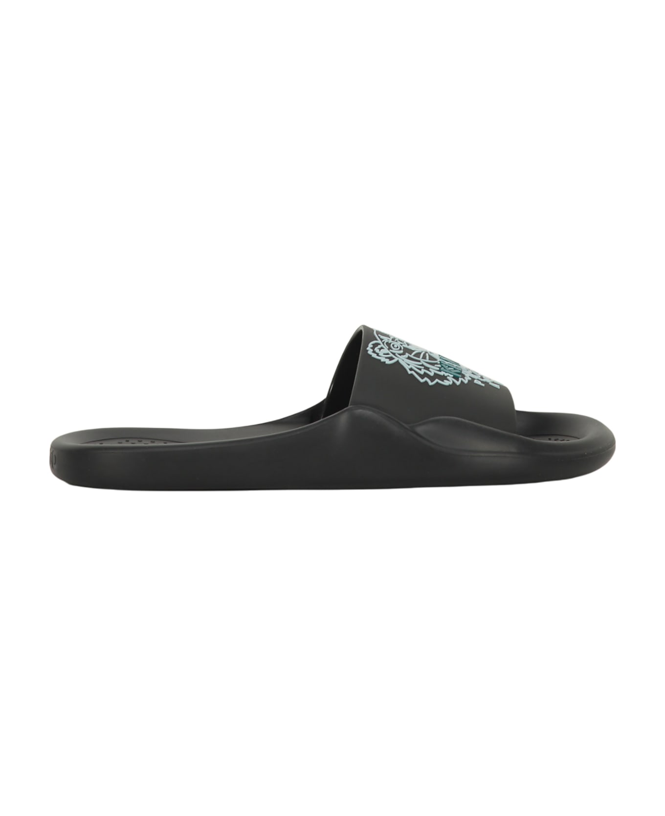 Kenzo Logo Detail Rubber Slides - black
