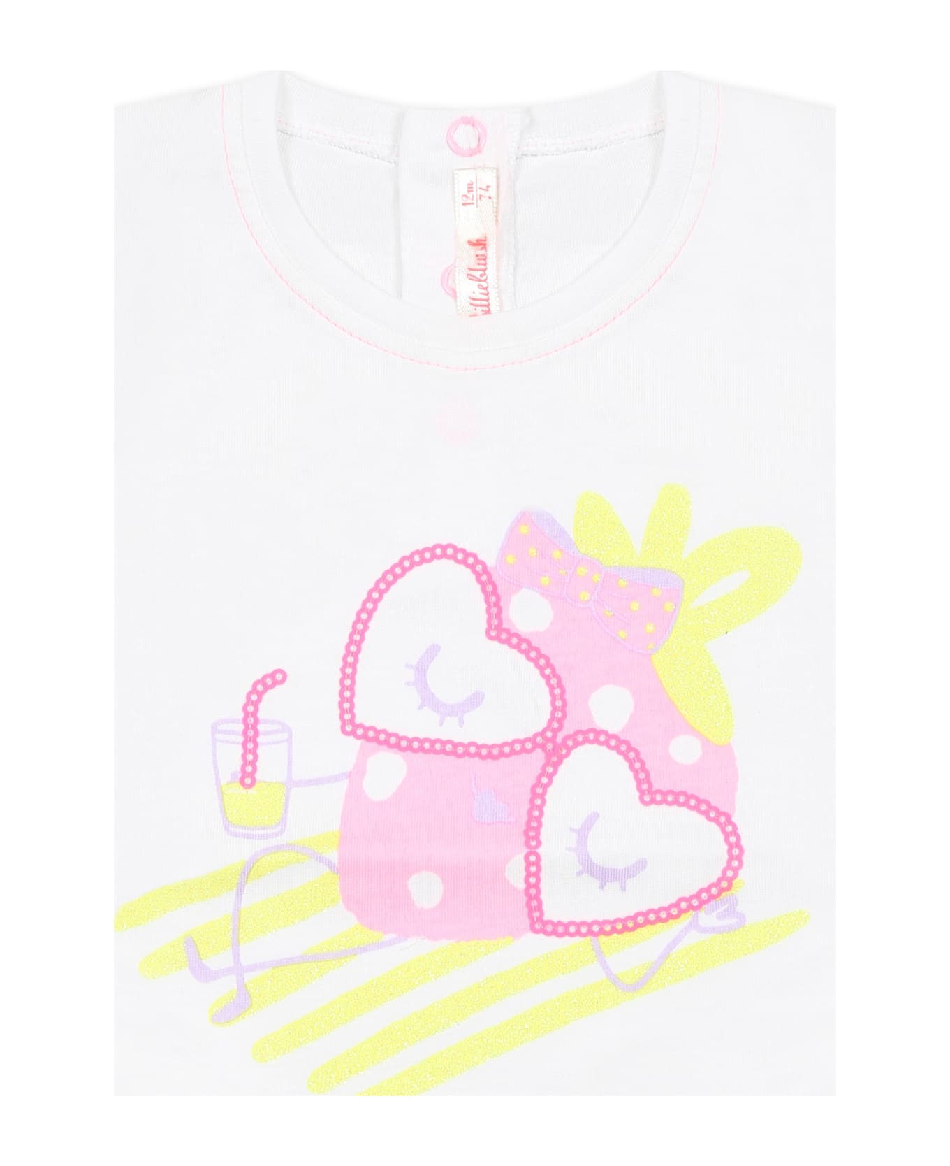 Billieblush White T-shirt For Baby Girl With Strawberry Print - White