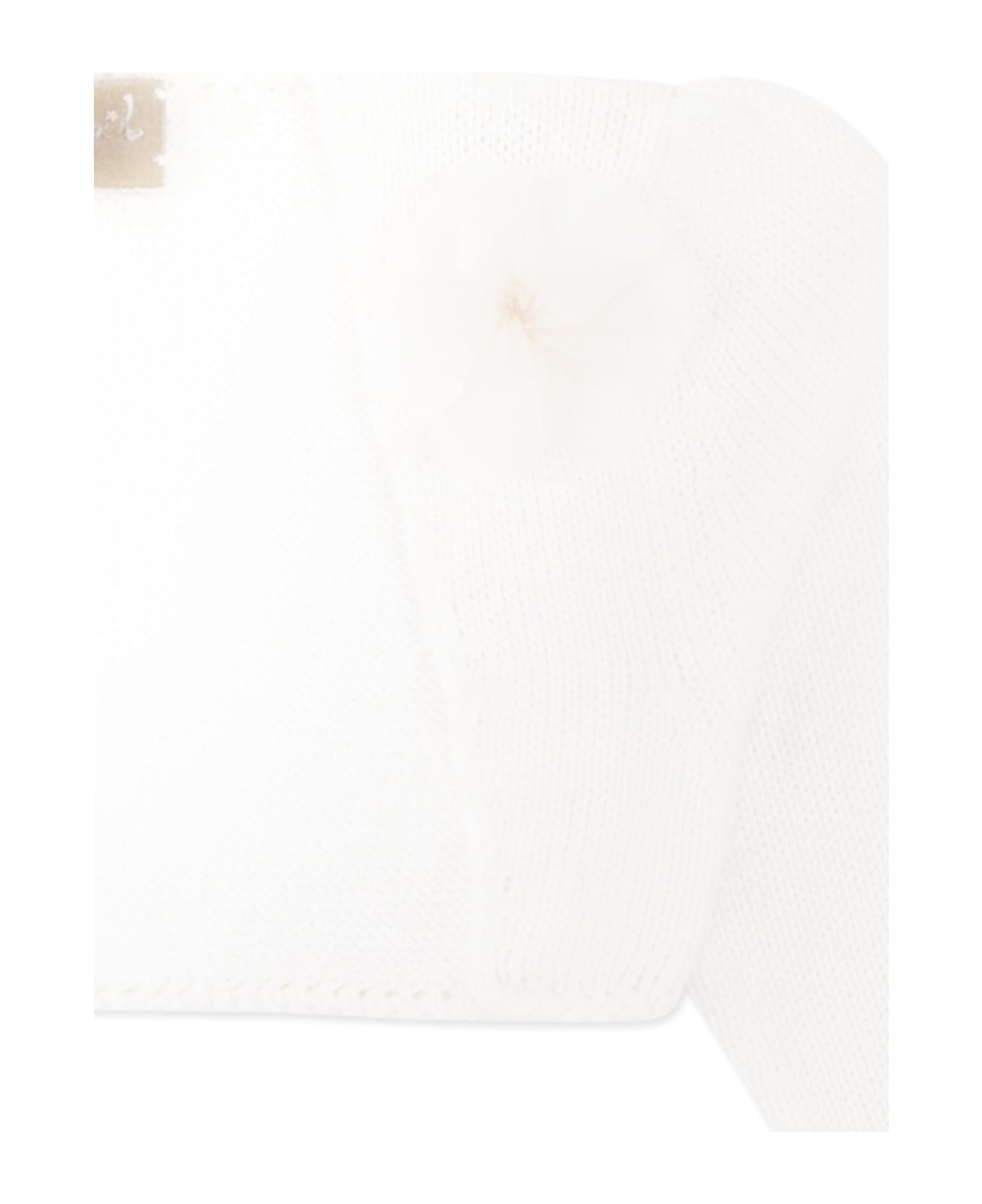 La stupenderia Ivory Cardigan For Baby Girl With Flowers - Ivory