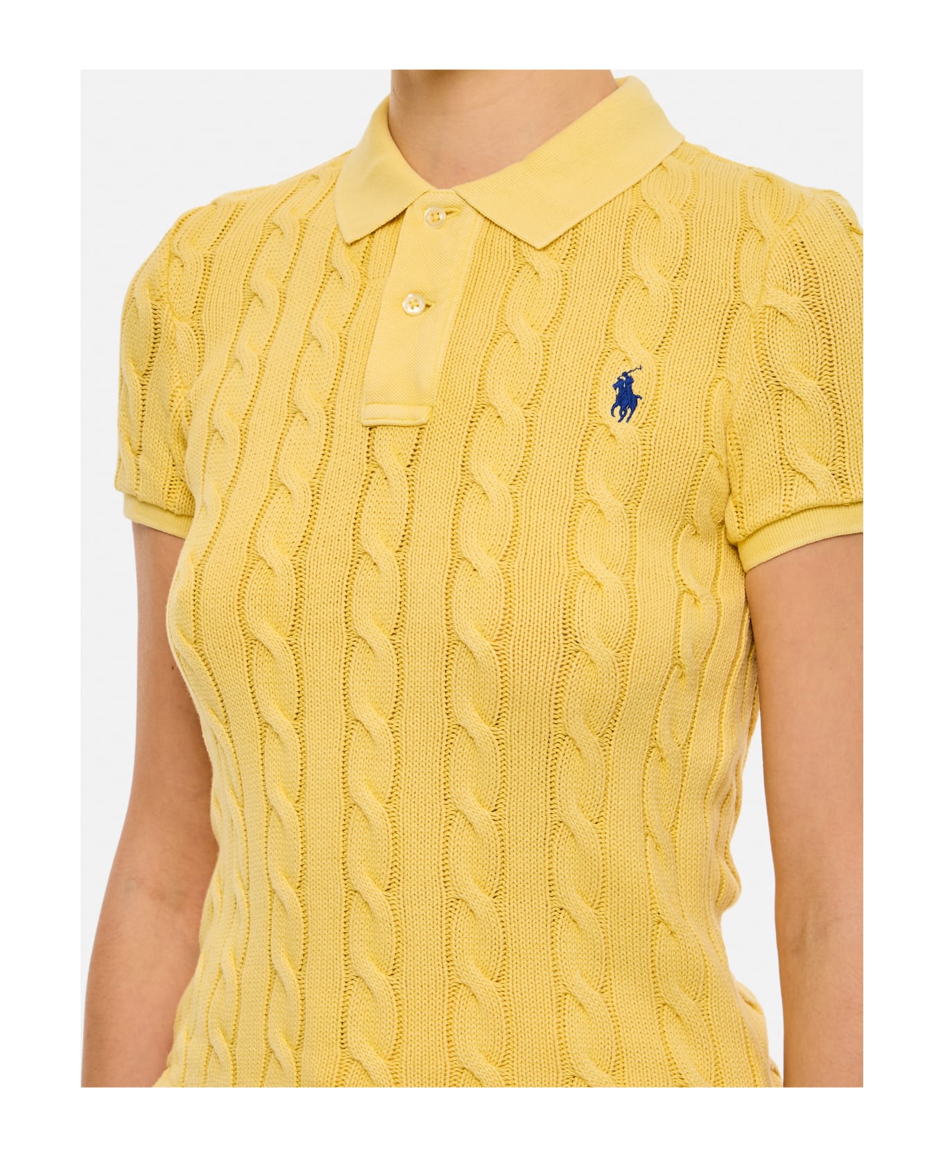 Ralph Lauren Cable Knit Polo Shirt - Yellow