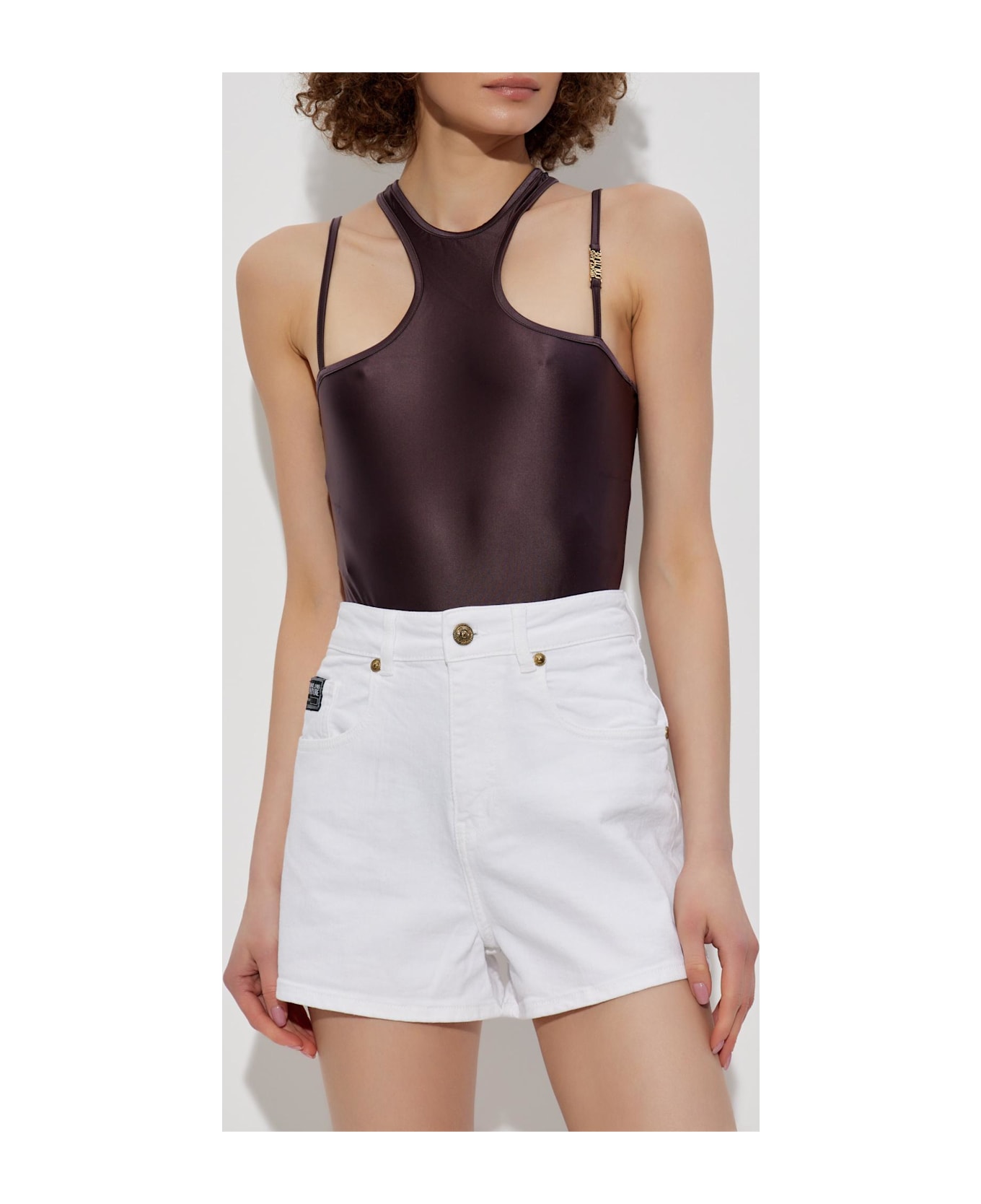 Versace Jeans Couture Sporty Bodysuits With Printed Logo - WHITE スニーカー