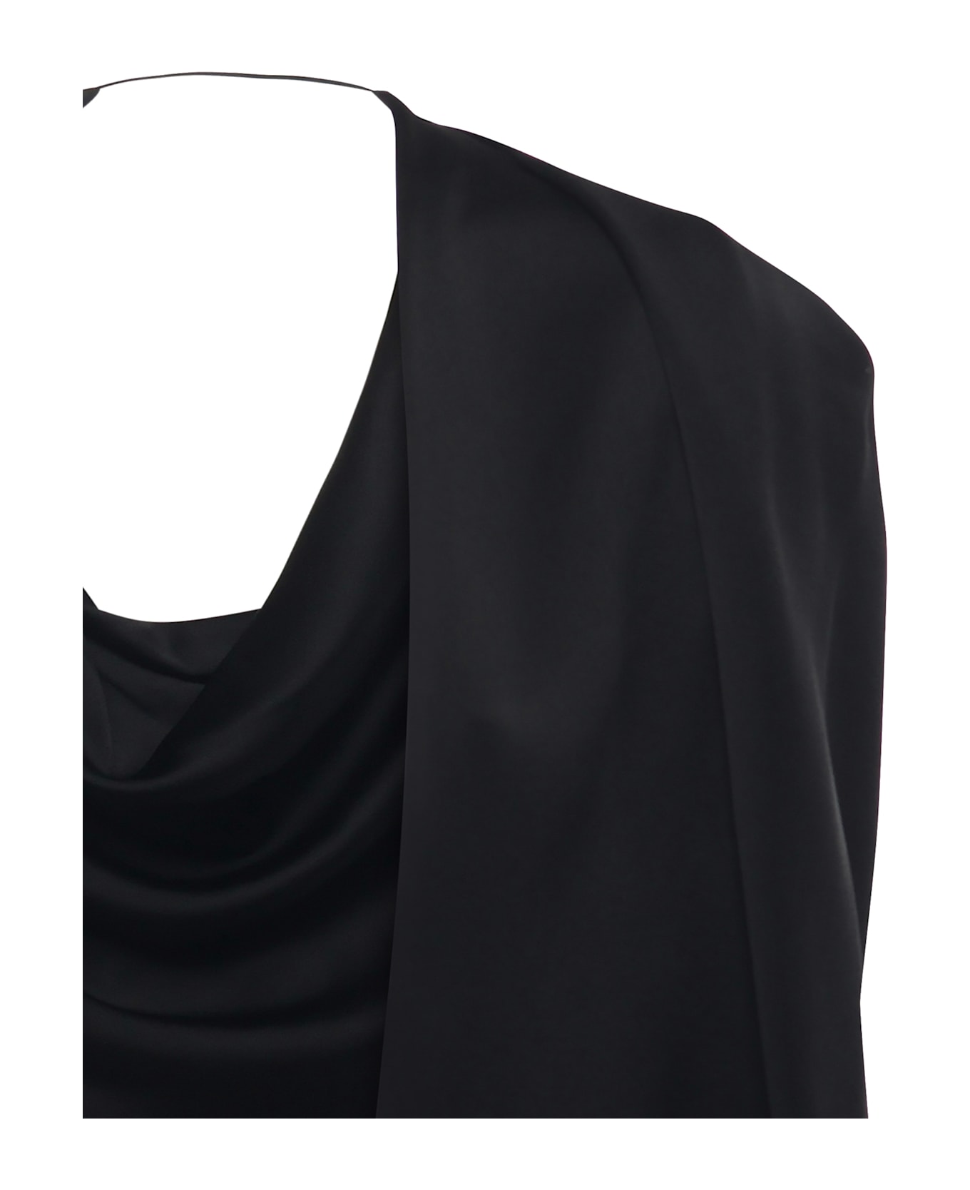 Genny Satin Cape With Drape - Black