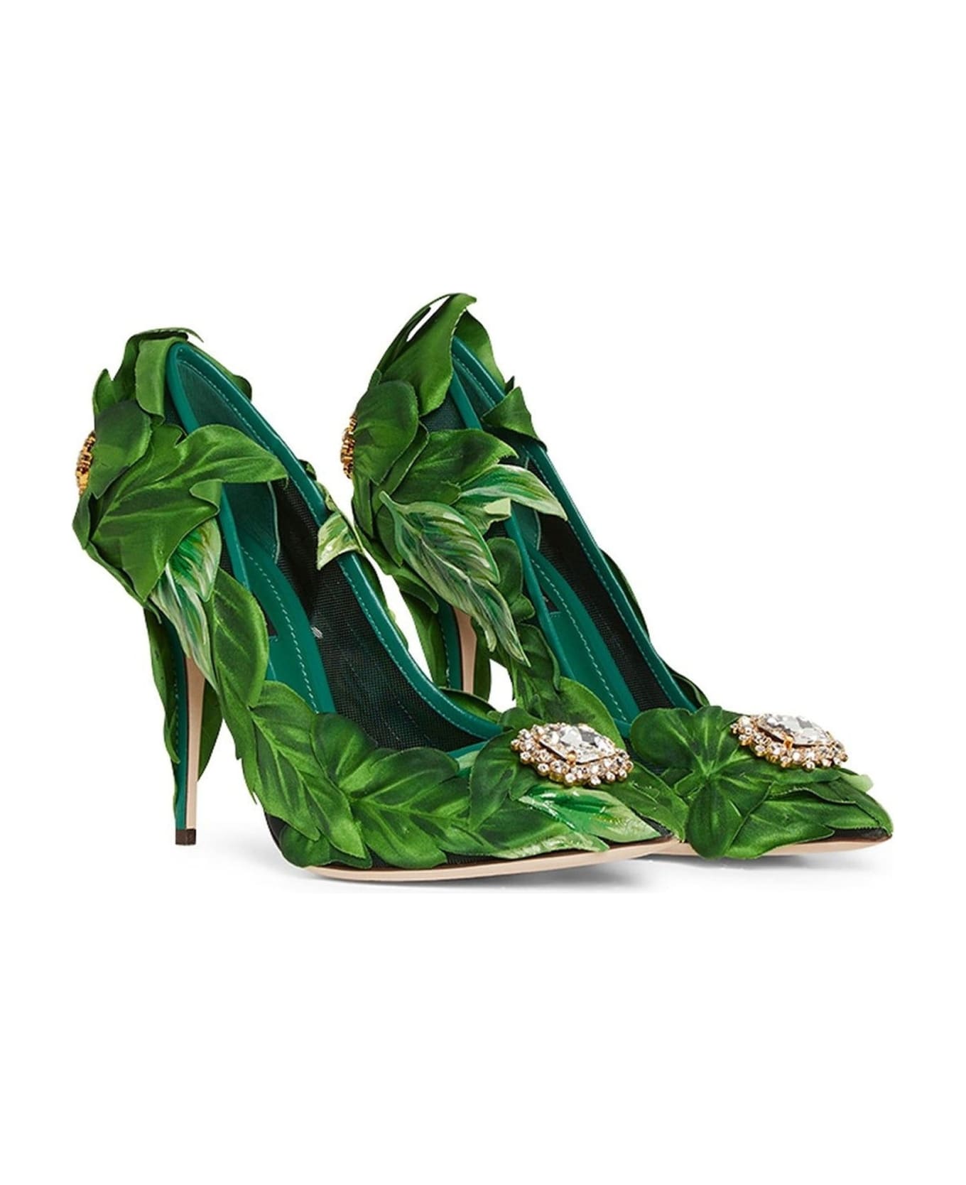 Dolce & Gabbana Leaf Appliqué Pumps - Green