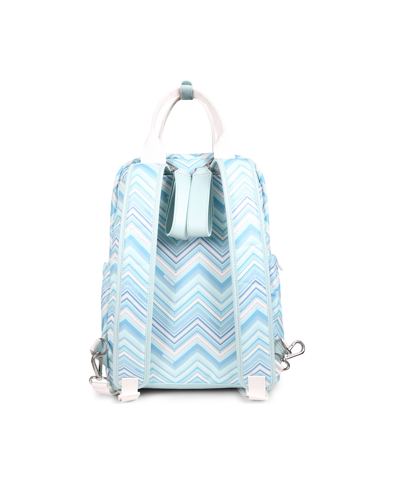 Missoni Kids Light Blue Changing Bag For Baby Boy With Chevron Pattern - Light Blue