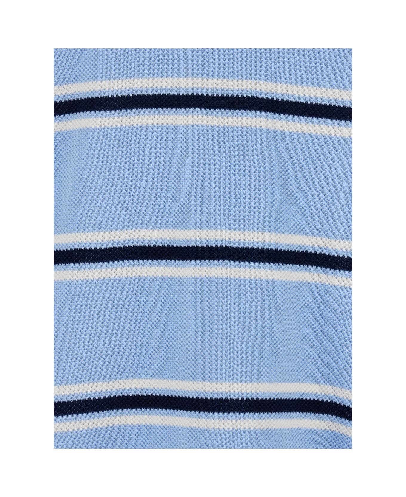 Dunst Light Blue Polo Shirt With All-over Striped Motif And Ribbed Edges In Cotton Piquet Man - Light blue