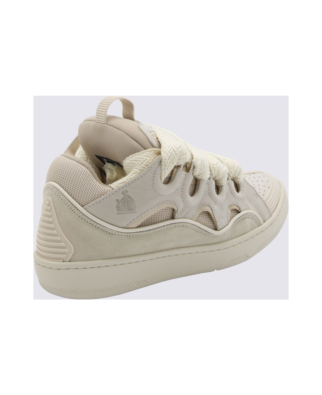 Lanvin White Leather Curb Sneakers - Beige スニーカー