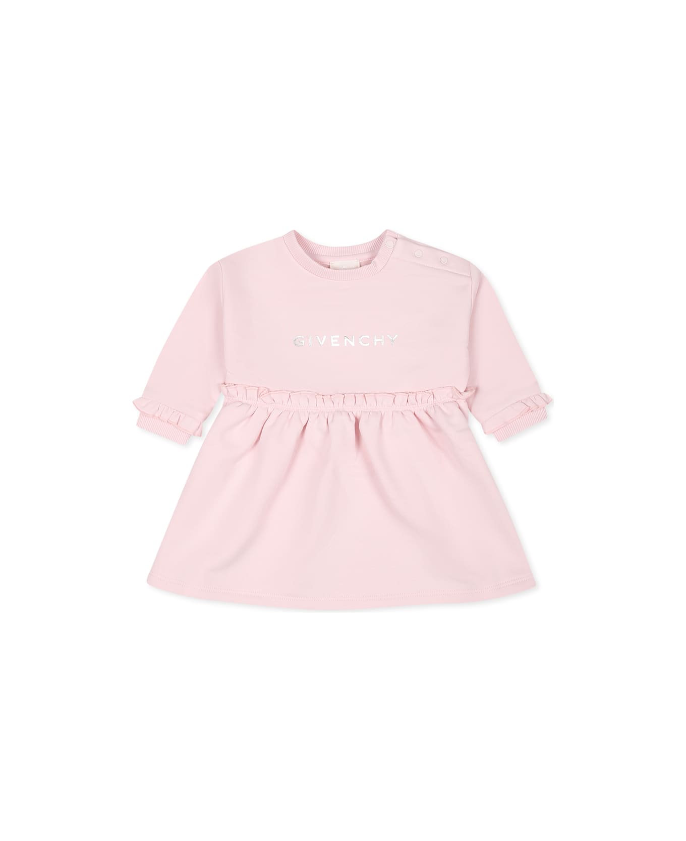 Givenchy Pink Dress For Baby Girl With Logo And Iconic 4g Motif - Pink