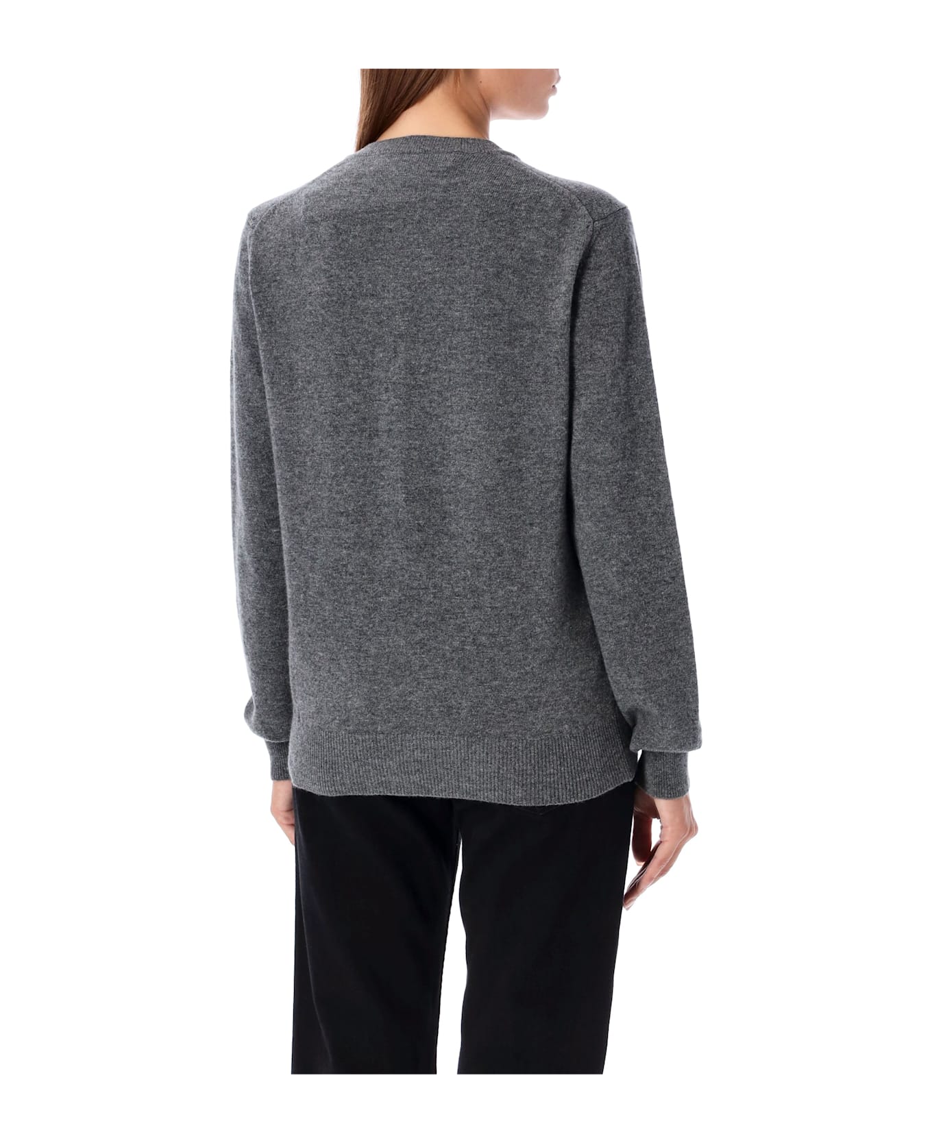 Comme des Garçons Play Wool Cardigan With Red Heart - GREY