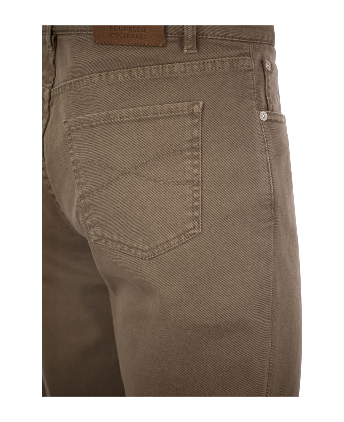 Brunello Cucinelli Five-pocket Traditional Fit Trousers In Light Comfort-dyed Denim - Brown