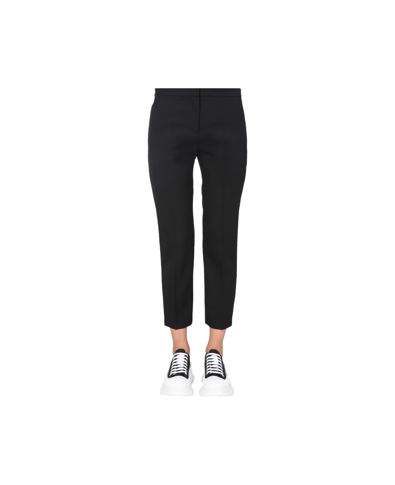Alexander McQueen Cropped Straight Trousers - BLACK