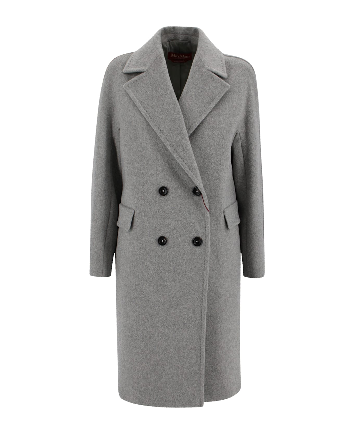Max Mara Studio Double-breasted Coat In Cashmere, Alpaca And Wool - Light Grey