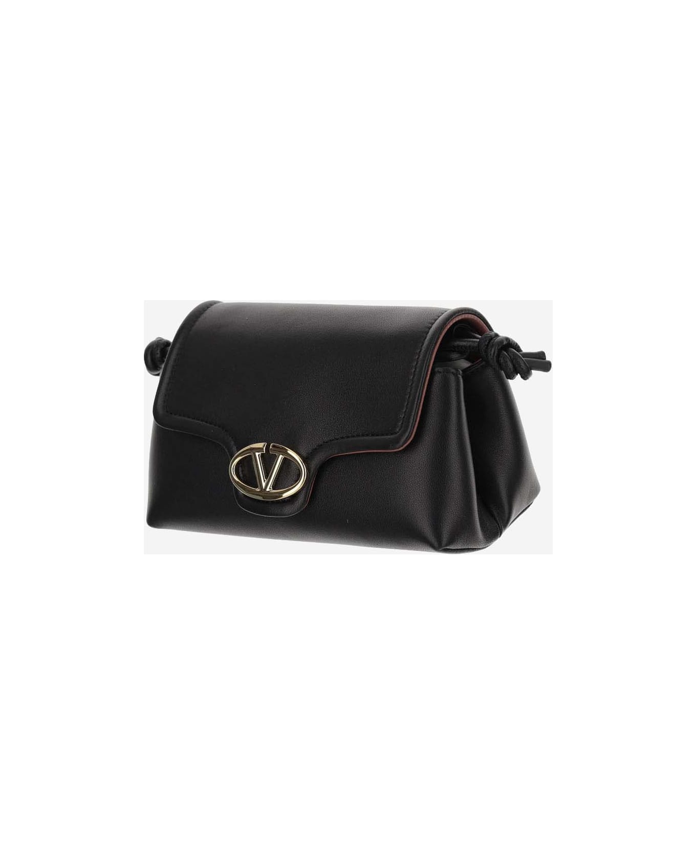 Valentino Garavani Black Leather Vlogo Crossbody Bag - NERO